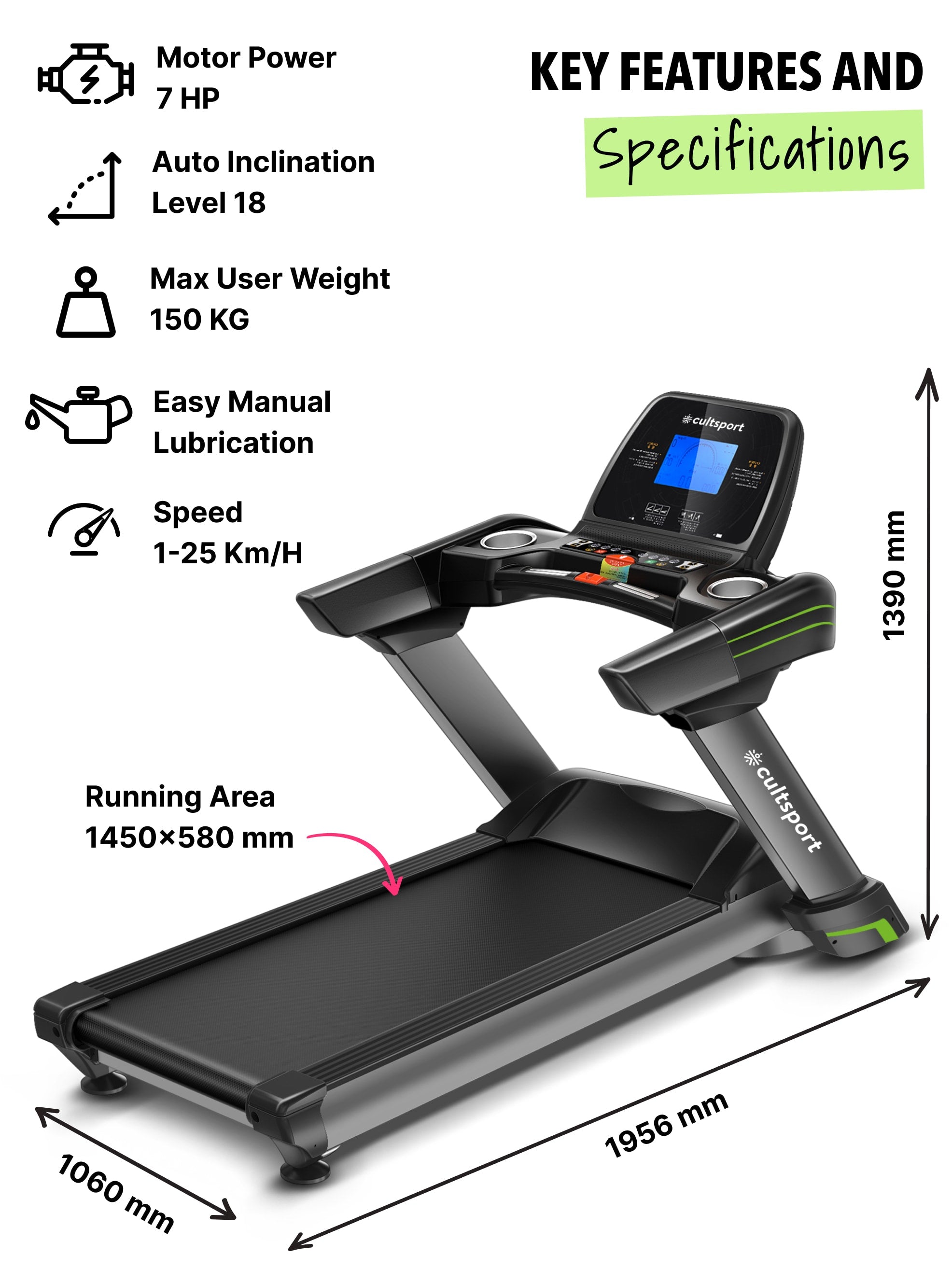 Smartrun c7: treadmill with 18-level auto incline (with 6 months extended warranty)