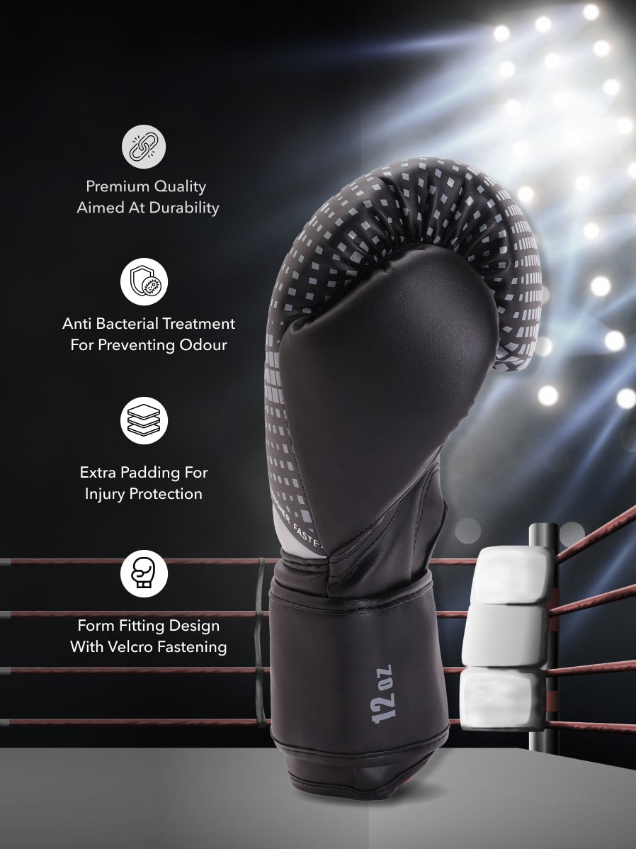 cult PVC Boxing Gloves for Men & Women Foam Padding Thickness 25mm Punching Bag Gloves for Boxing, Training, Kickboxing, Muay Thai, MMA Grey