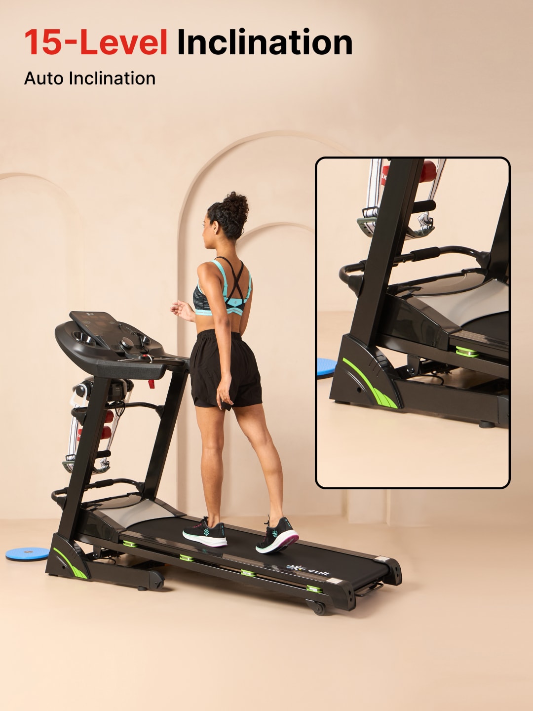 Cultrun M4.5 Multimode 4.5HP Peak Treadmill | 15-level Auto-Incline | Max Weight-120kg | Max Speed-16kmph (with 6 Months Extended Warranty)