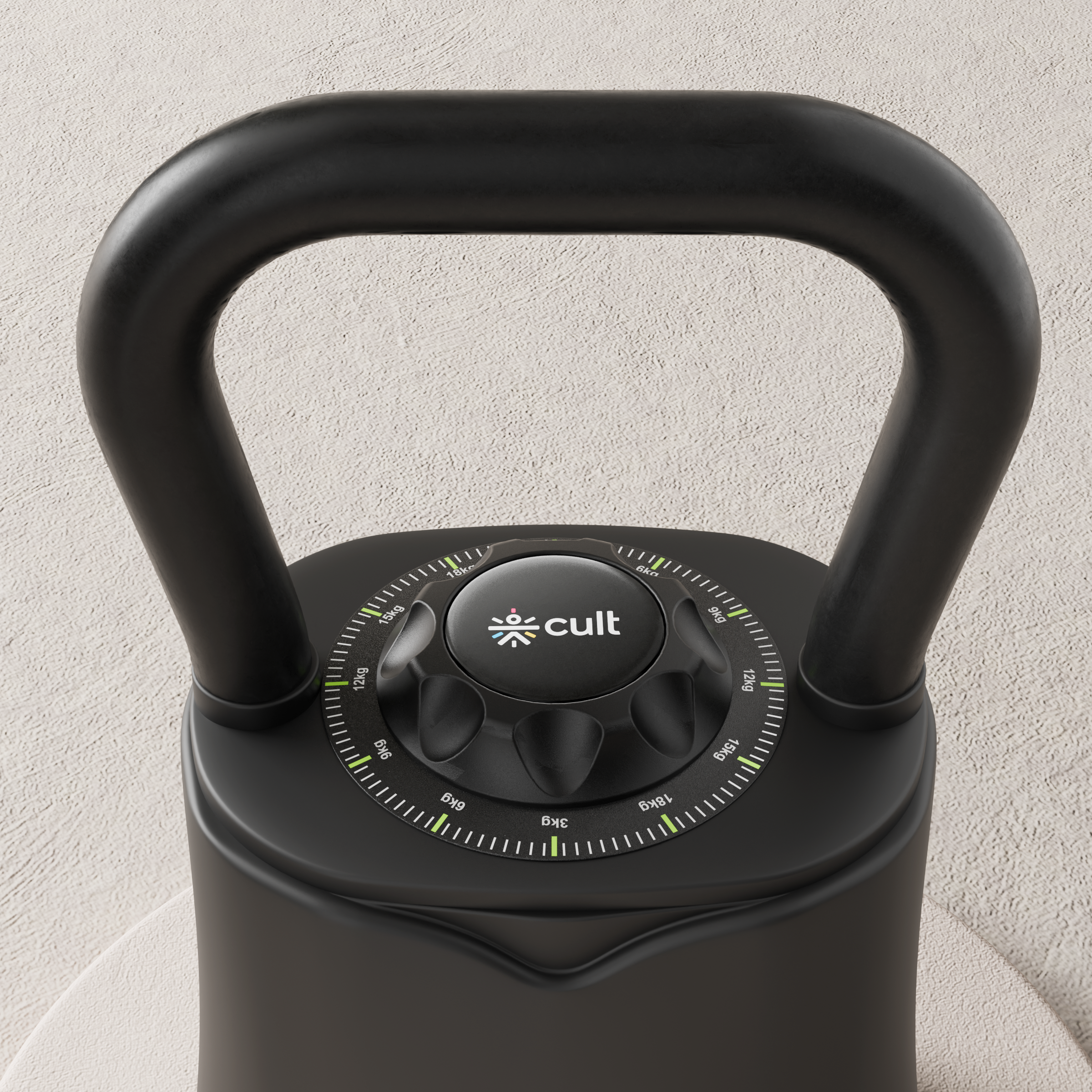 Cult Adjustable Kettlebell 18 Kg | 6-in-1 Weight Settings: 3-18 Kg | Wide Handle & Stable Base | Compact Strength Training Equipment for Home Gym