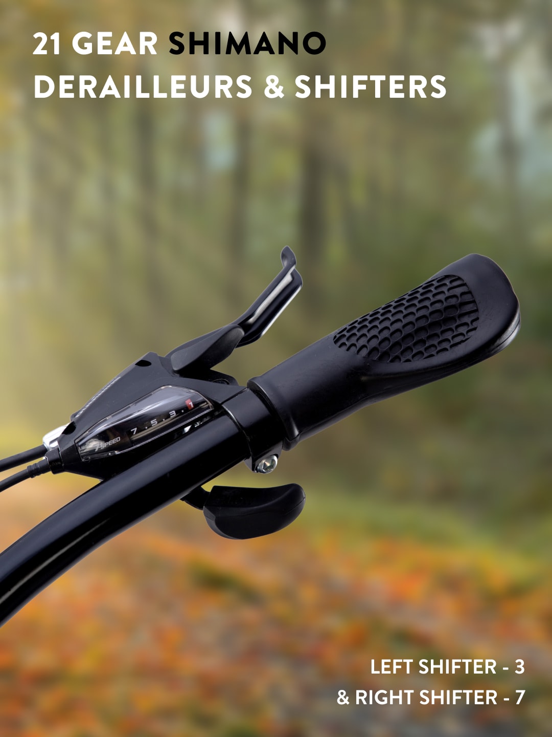 Dauntless 24T Steel Mountain Bike – 21 Speed Shimano Gear, Dual Disc Brake, Front Suspension (Black/Blue)