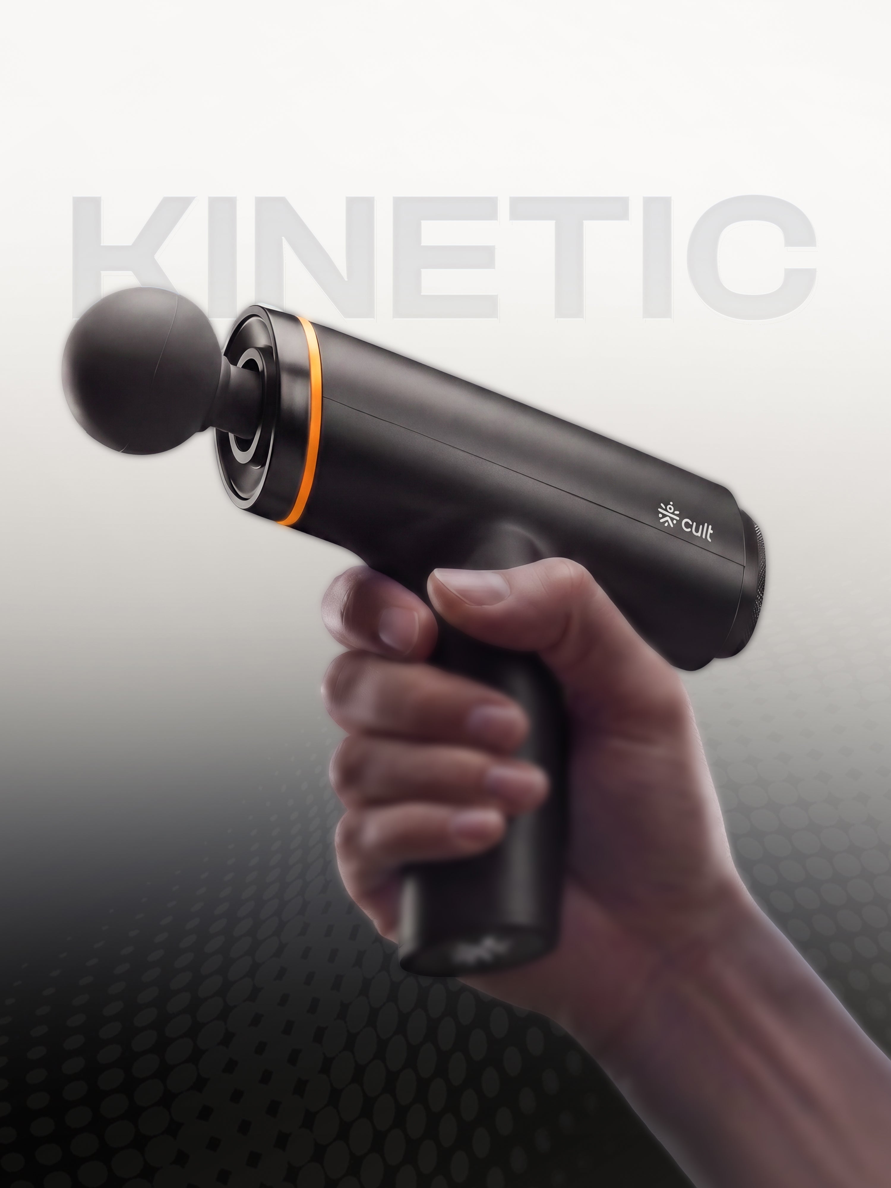 Cult Kinetic Massage Gun for Professional Deep Tissue Recovery | BLDC Motor, 135-Degree Ergonomic Handle, 10mm Amplitude, 5-Hour Battery | Pain Relief Massager for Athletes & Fitness Enthusiasts,Black