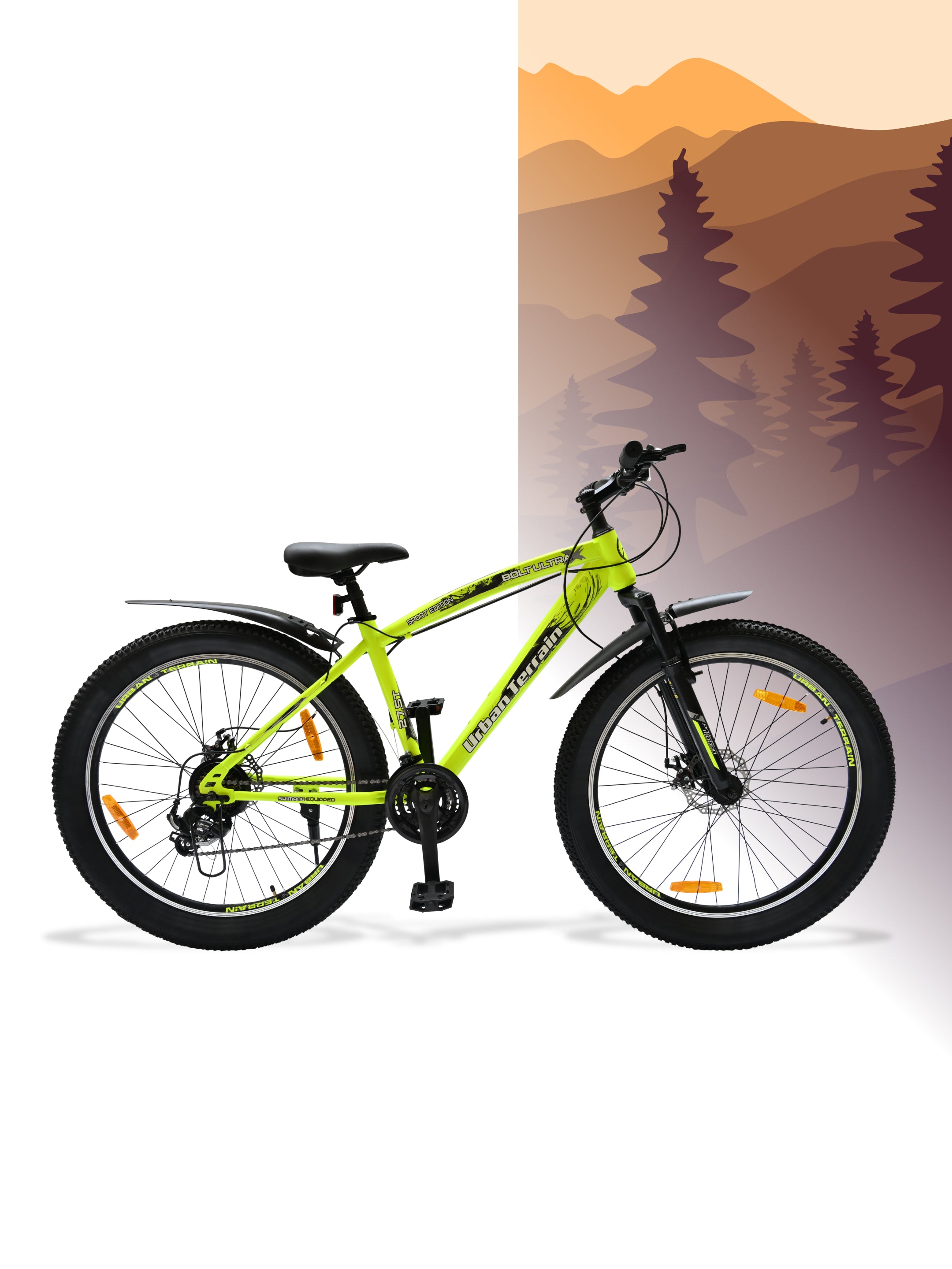 Bolt Ultra Mountain Bike Steel 21 Speed Cycle 27.5 inch Tyre, Green With Front Suspension, Double Wall Rim and Dual Disc Brakes, Ideal For 5.2 ft to 6 ft