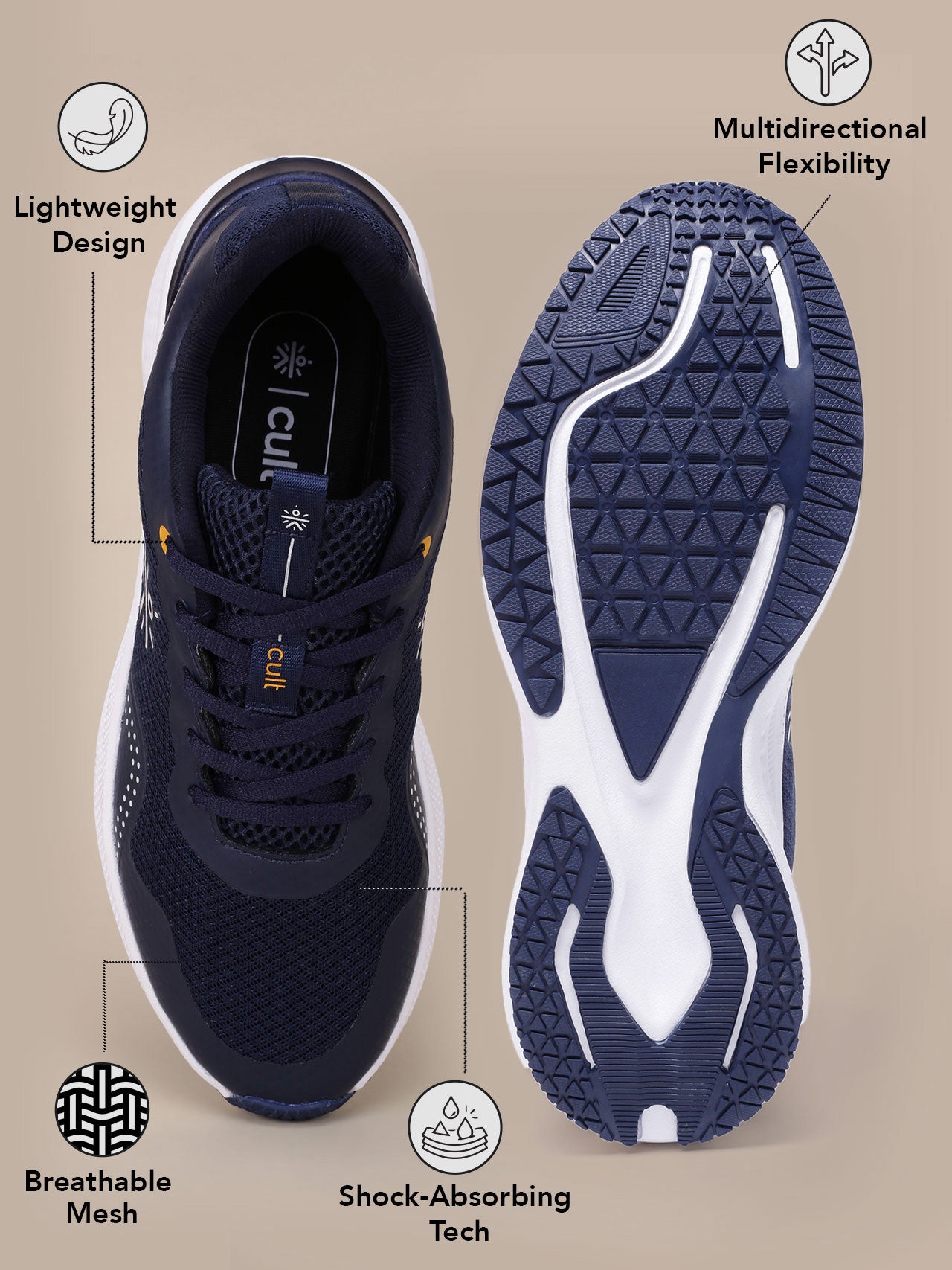 cult Men's DynoFlex Running Shoes - Navy