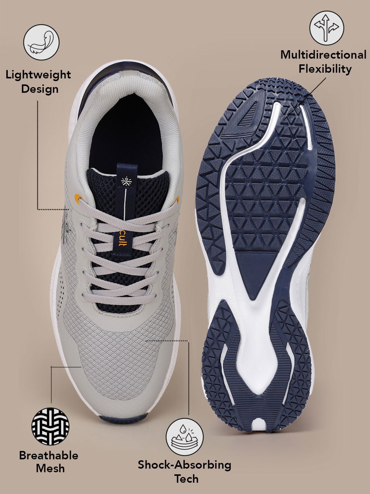 cult Men's DynoFlex Running Shoes - Lt.Grey