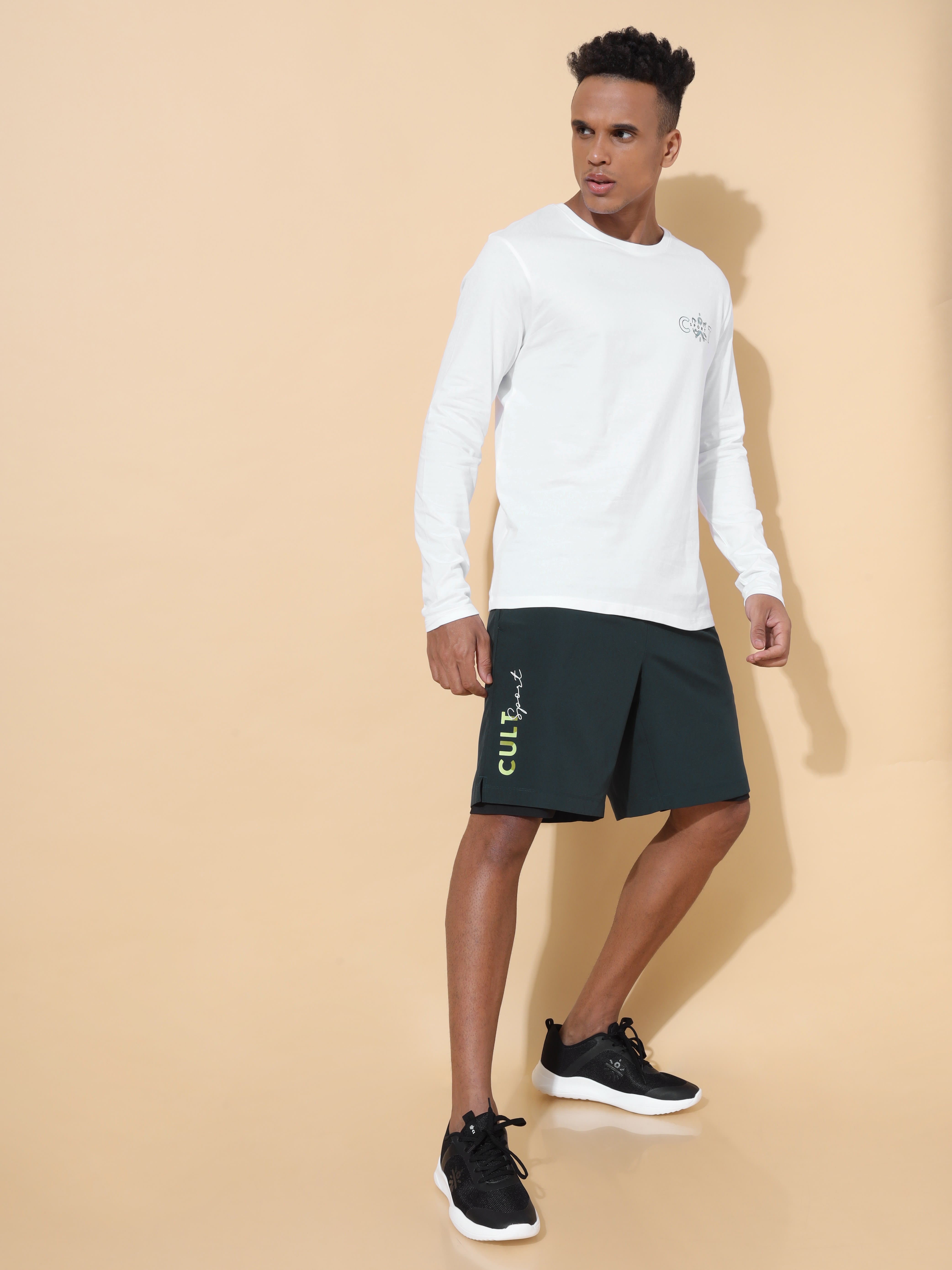 Graphic Active Shorts with Inner Tights