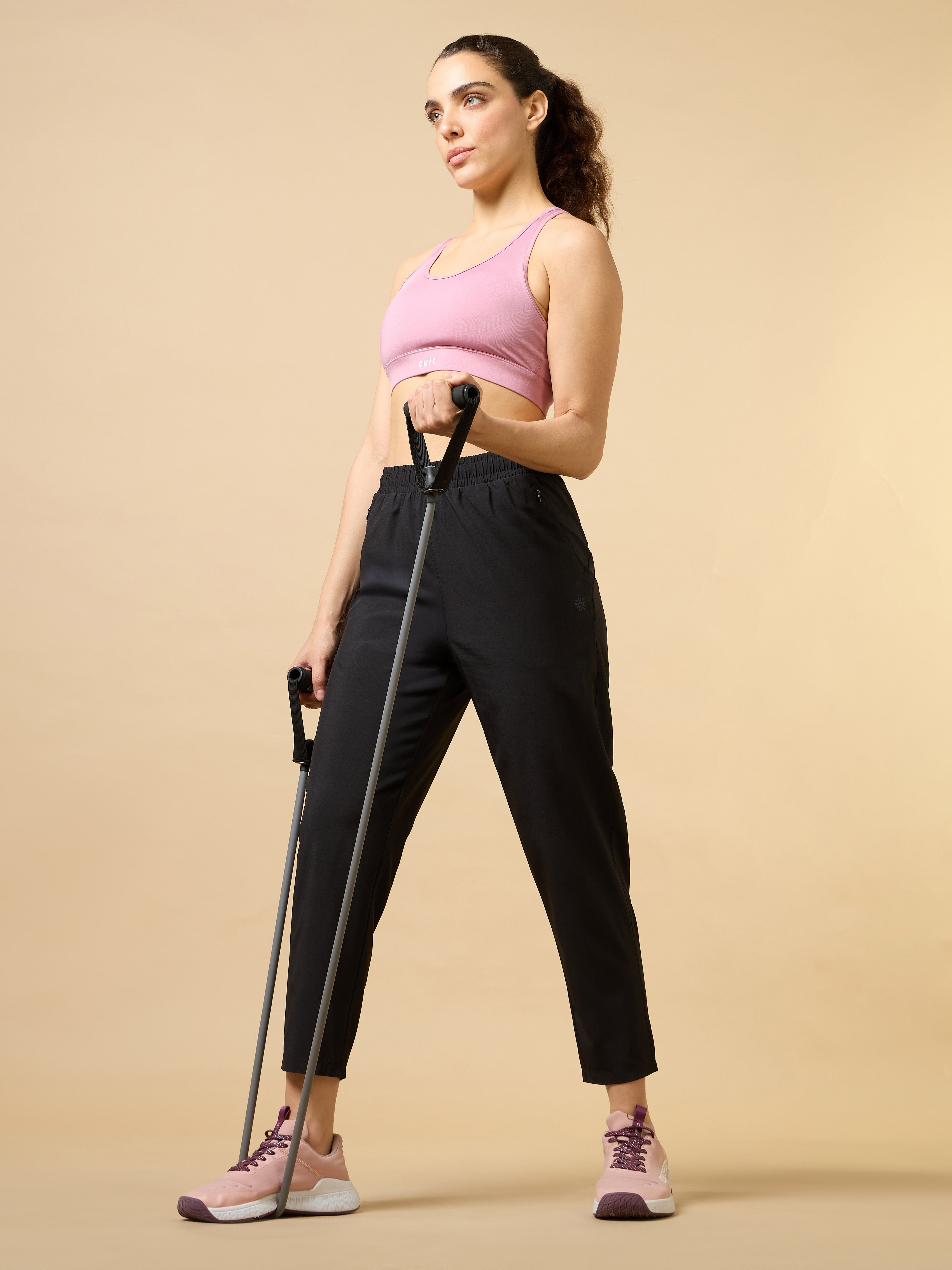 Women's Black Training All Form Cropped Trackpants