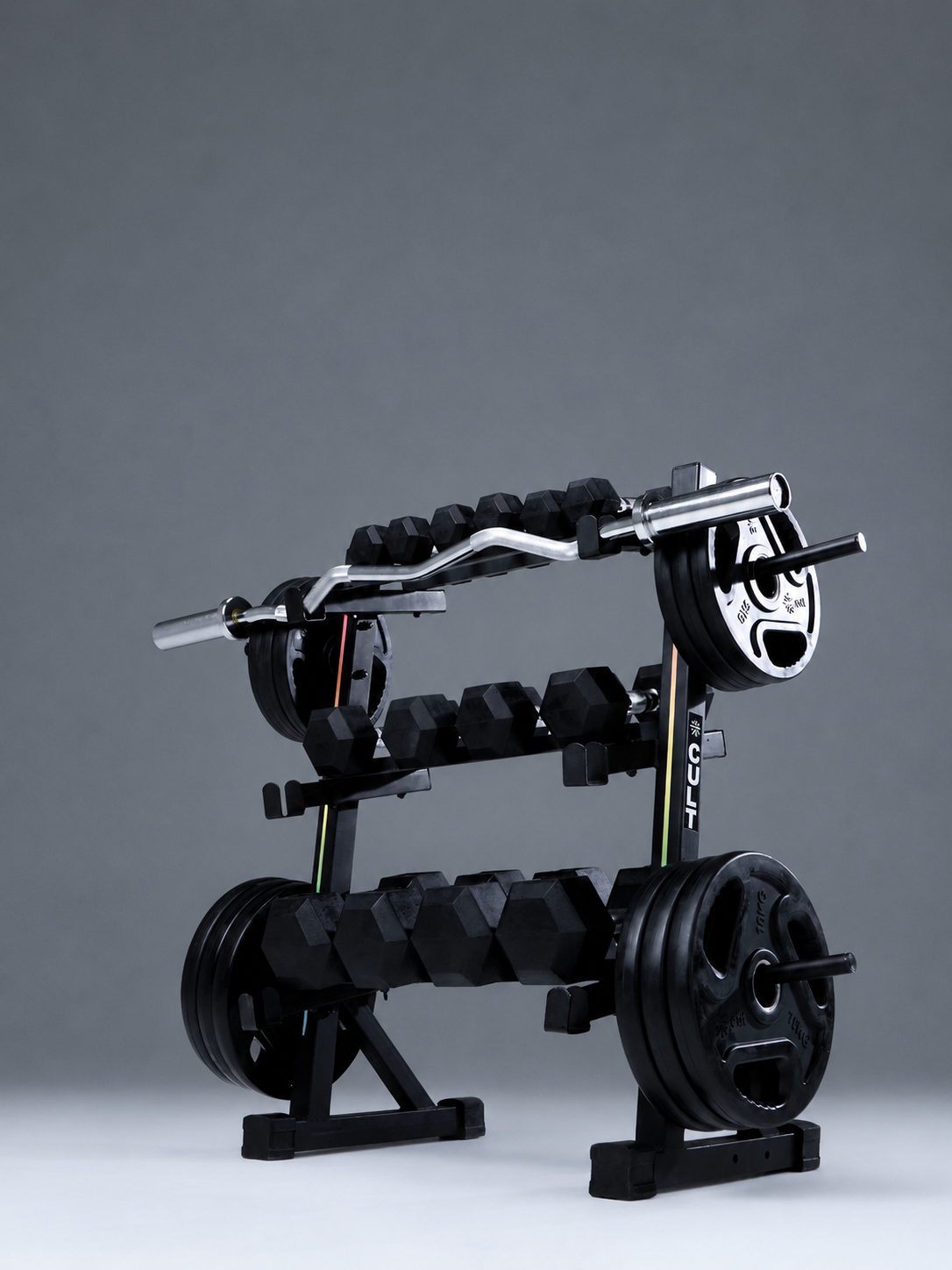 Cult 3 Level Storage Rack for weights (Rod, Plates & Dumbbell) | 300 Kg Max Load | Compact, Stable & Space-Efficient Design for home use (with 6 Months Extended Warranty)
