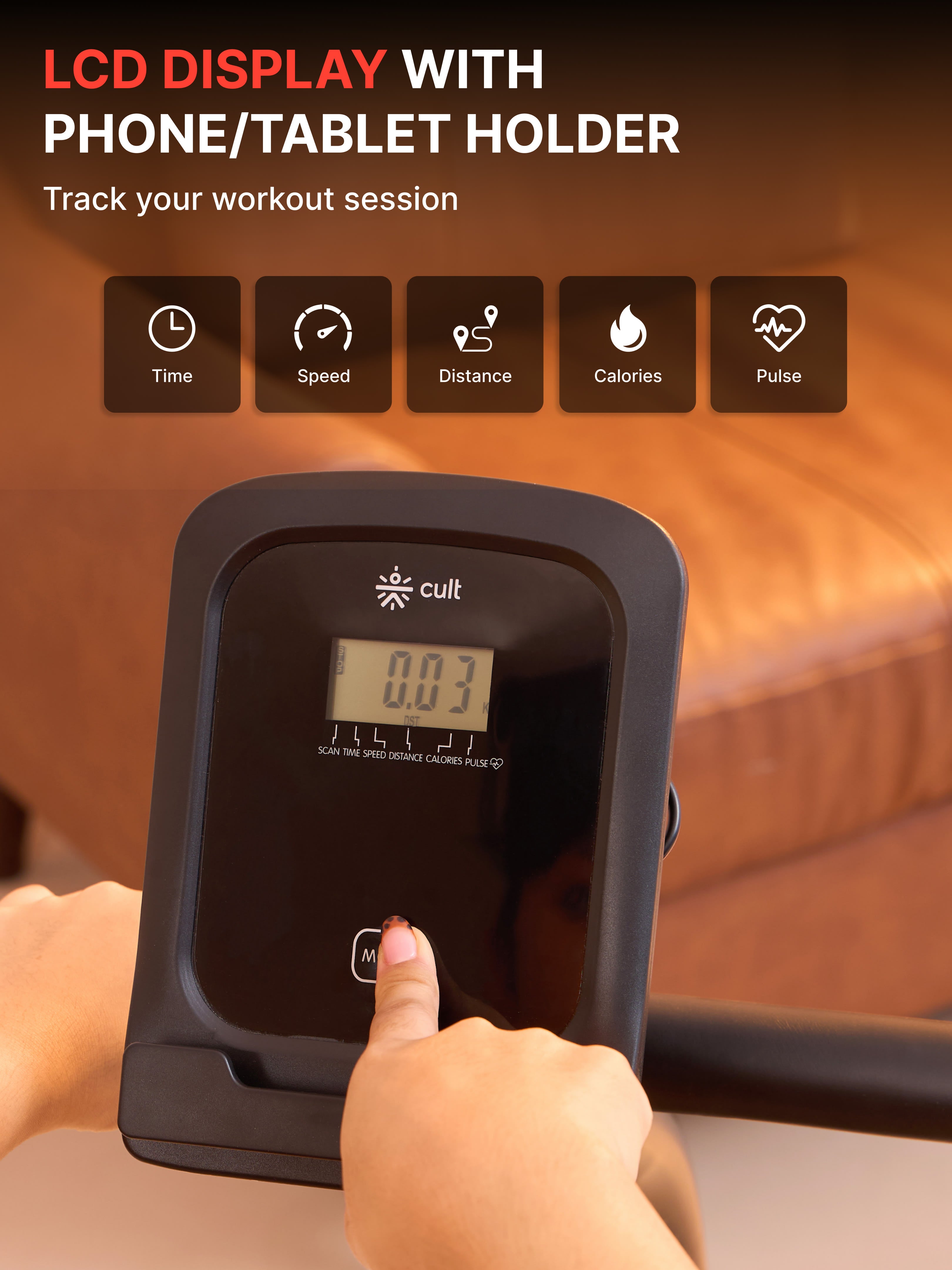 Smartbike Bari Recumbent Bike with Max Weight support 110 kg | Heart Rate Sensor with Adjustable Seat – Black (with 6 Months Extended Warranty)