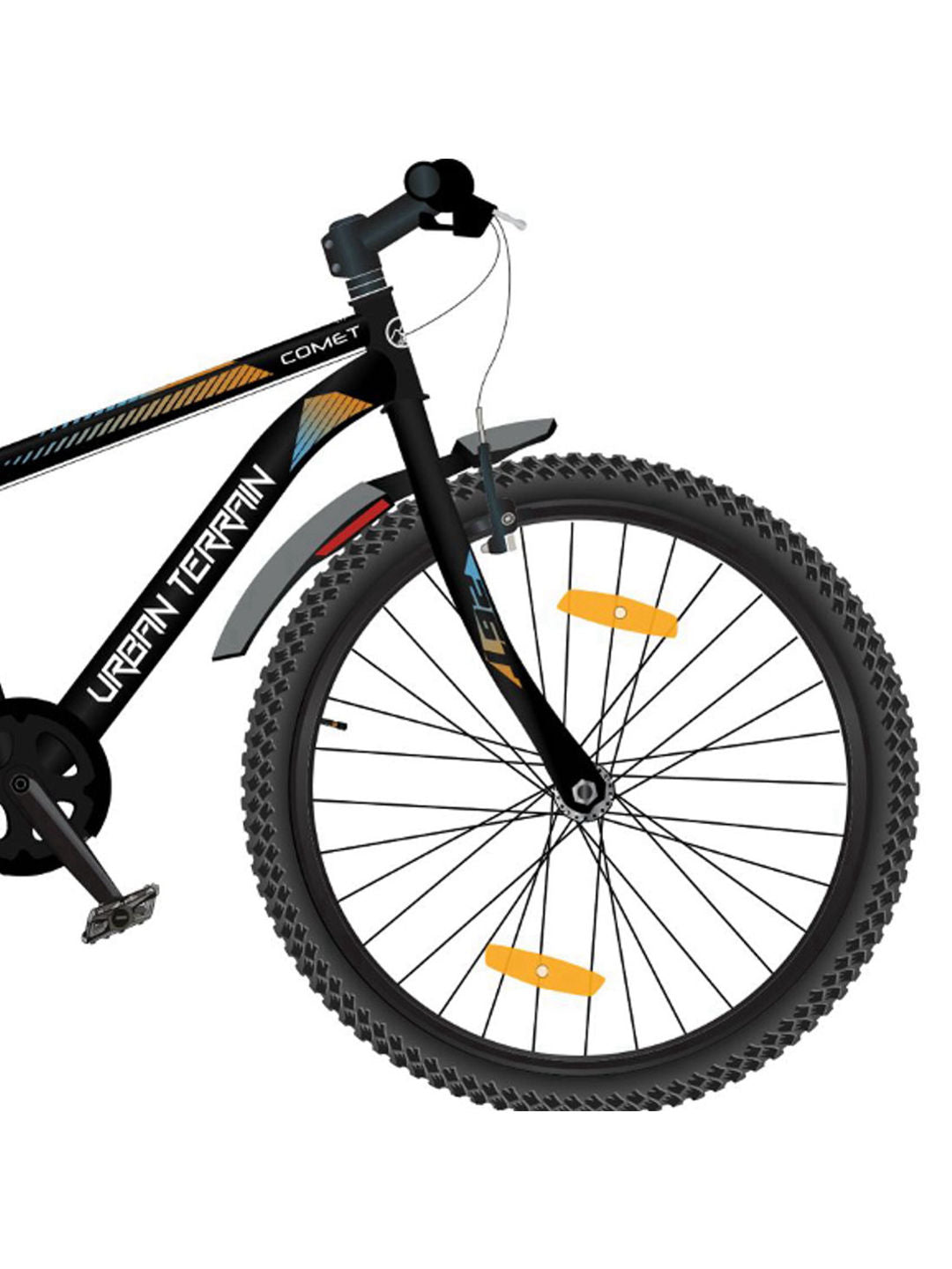Urban Terrain Comet 26T Single Speed Steel Mountain Bike with Inbuilt Carrier (Black)