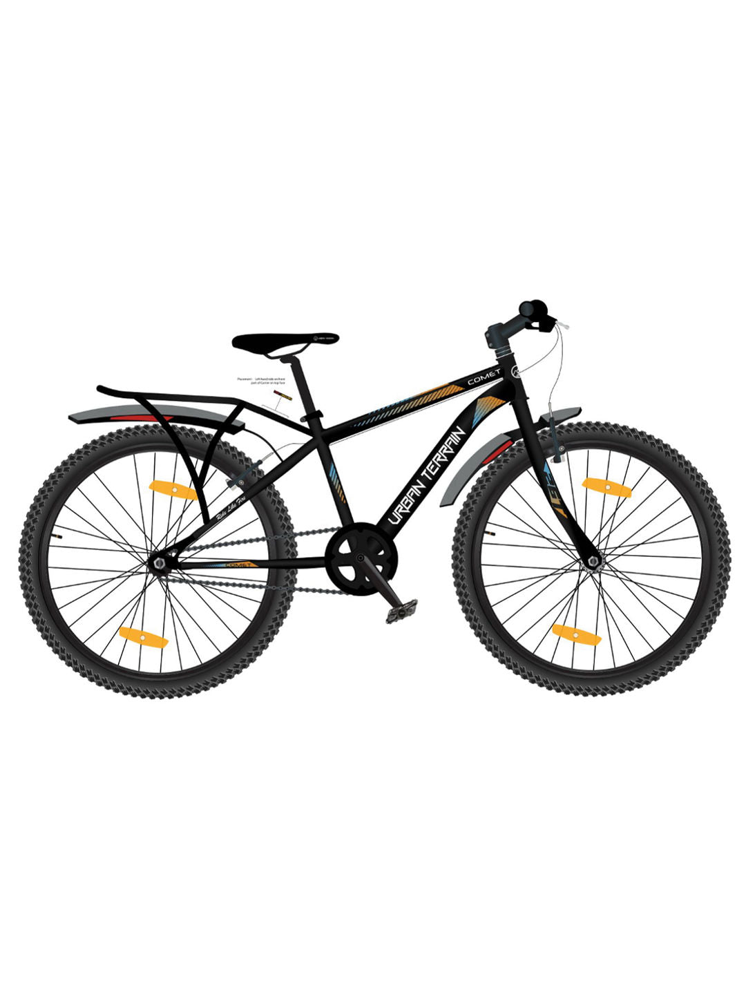 Urban Terrain Comet 26T Single Speed Steel Mountain Bike with Inbuilt Carrier (Black)