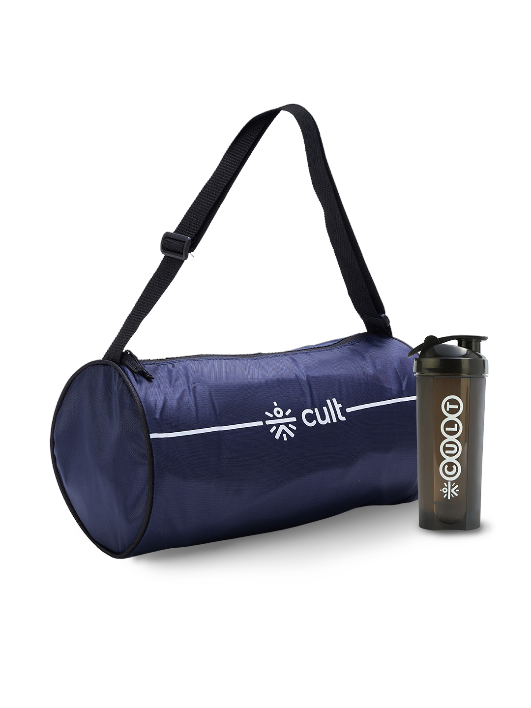 Cult Duffle Bag Blue with Shaker Bottle Black 700ml - Combo
