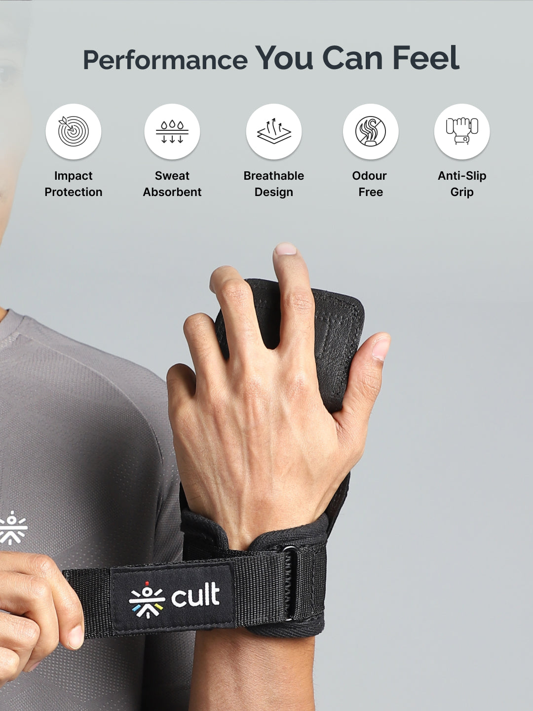 Cult Folding Open Half Finger Gym Gloves with Leather Grip – Breathable Mesh, Sweat-Free Comfort for Training & Weightlifting OneSize