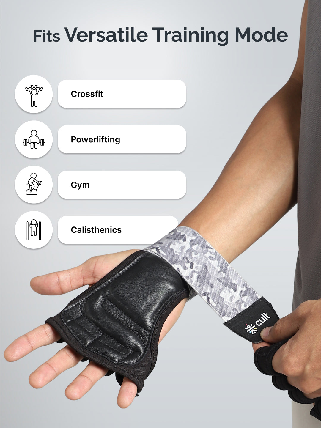 Cult Open Half Finger Gym Gloves with Leather Grip – Breathable Mesh, Sweat-Free Comfort for Training & Weightlifting