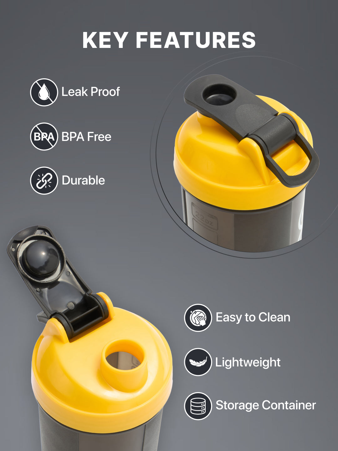 Cult Duffle Bag Grey With Shaker Bottle Yellow 700Ml - Combo