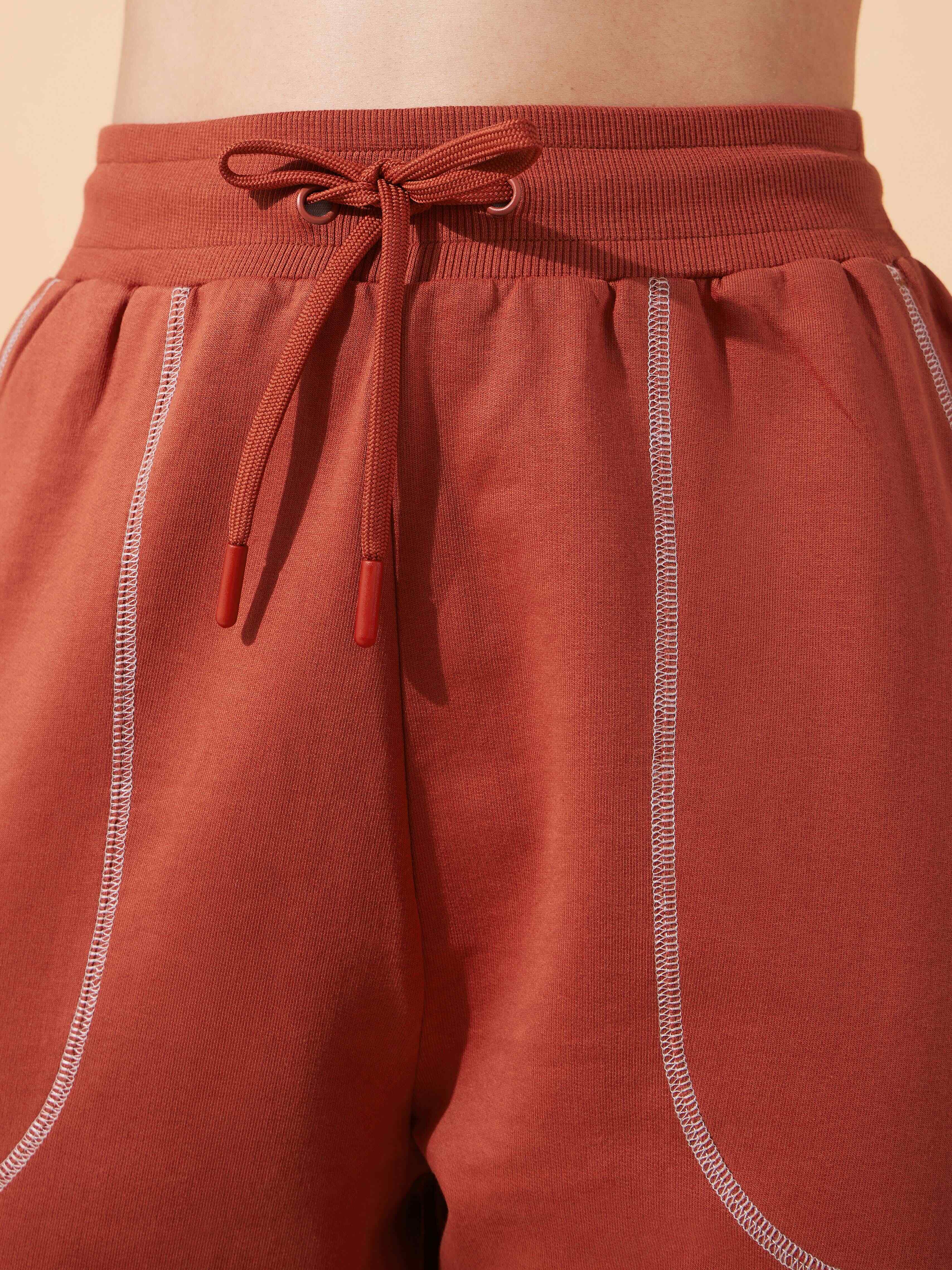 Women Rust Pop-up Thread Leisure Joggers