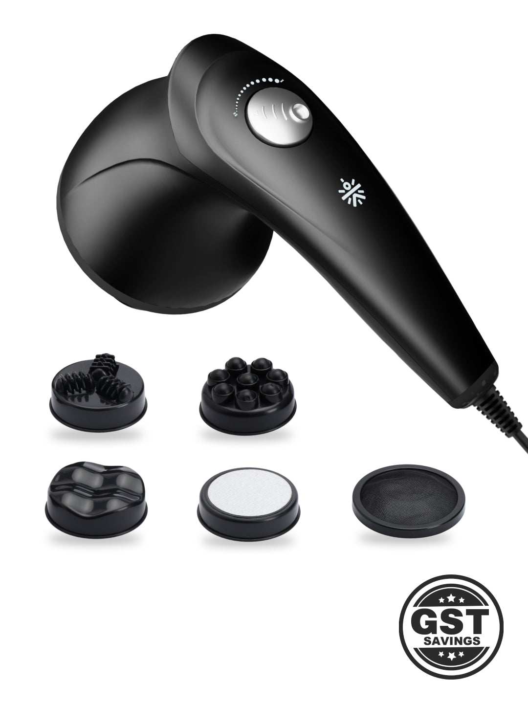 Cult Deep Sense Corded Electric Hammer Full Body Massager with 4 Interchangeable Heads +1 Protective Mesh Cover and Adjustable Speed Settings for Pain Relief and Relaxation.