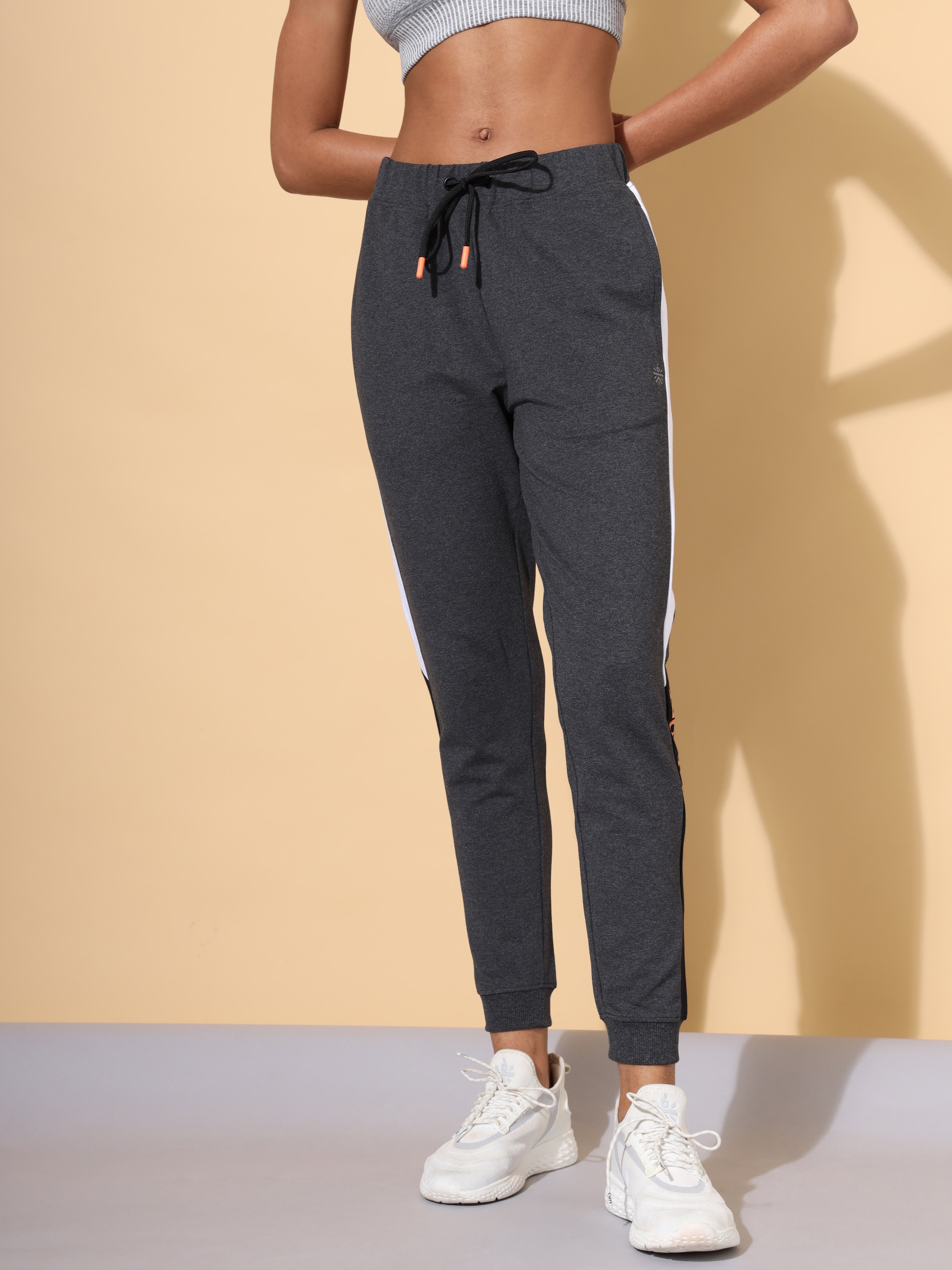Women Dark Grey Vitals Solid Running Joggers