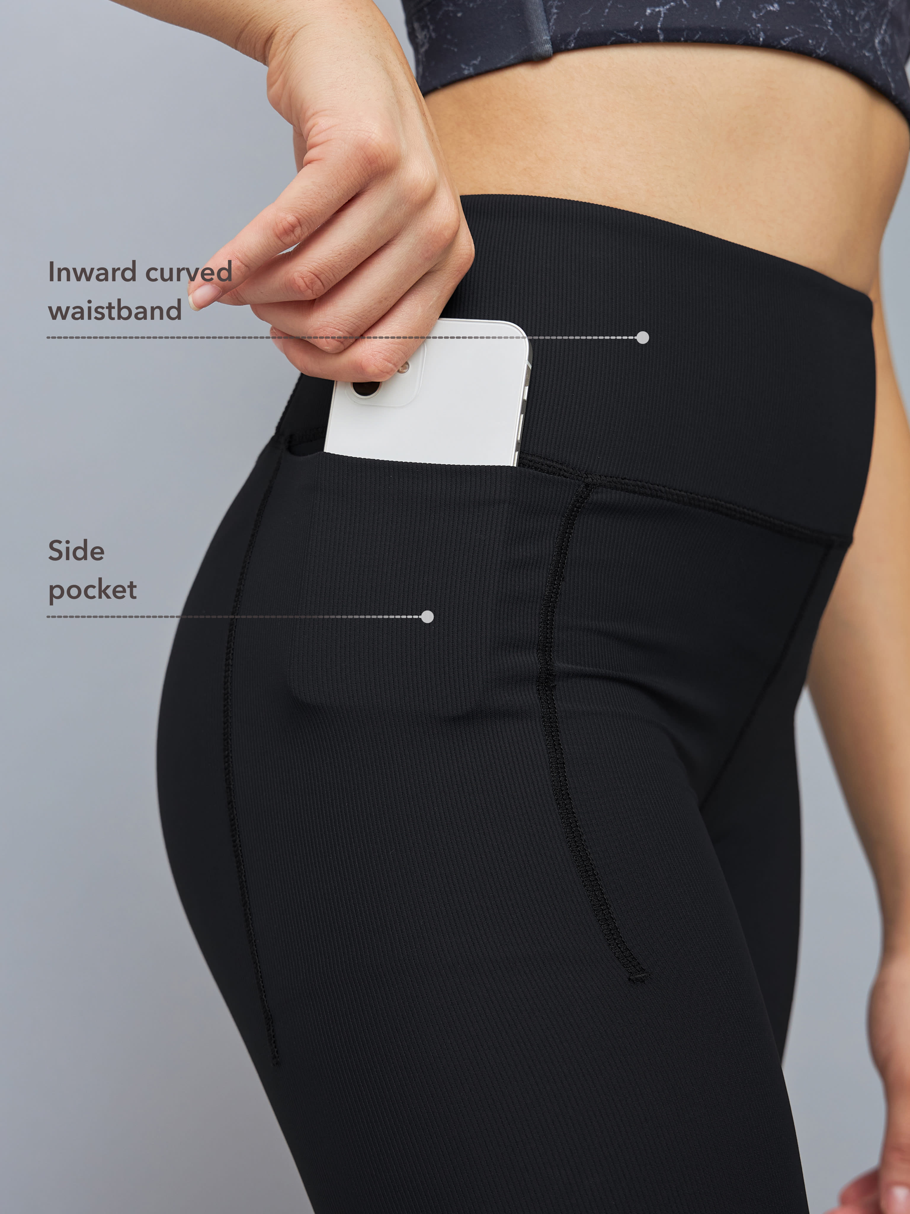 Solid High Waist Tights with Side Pocket