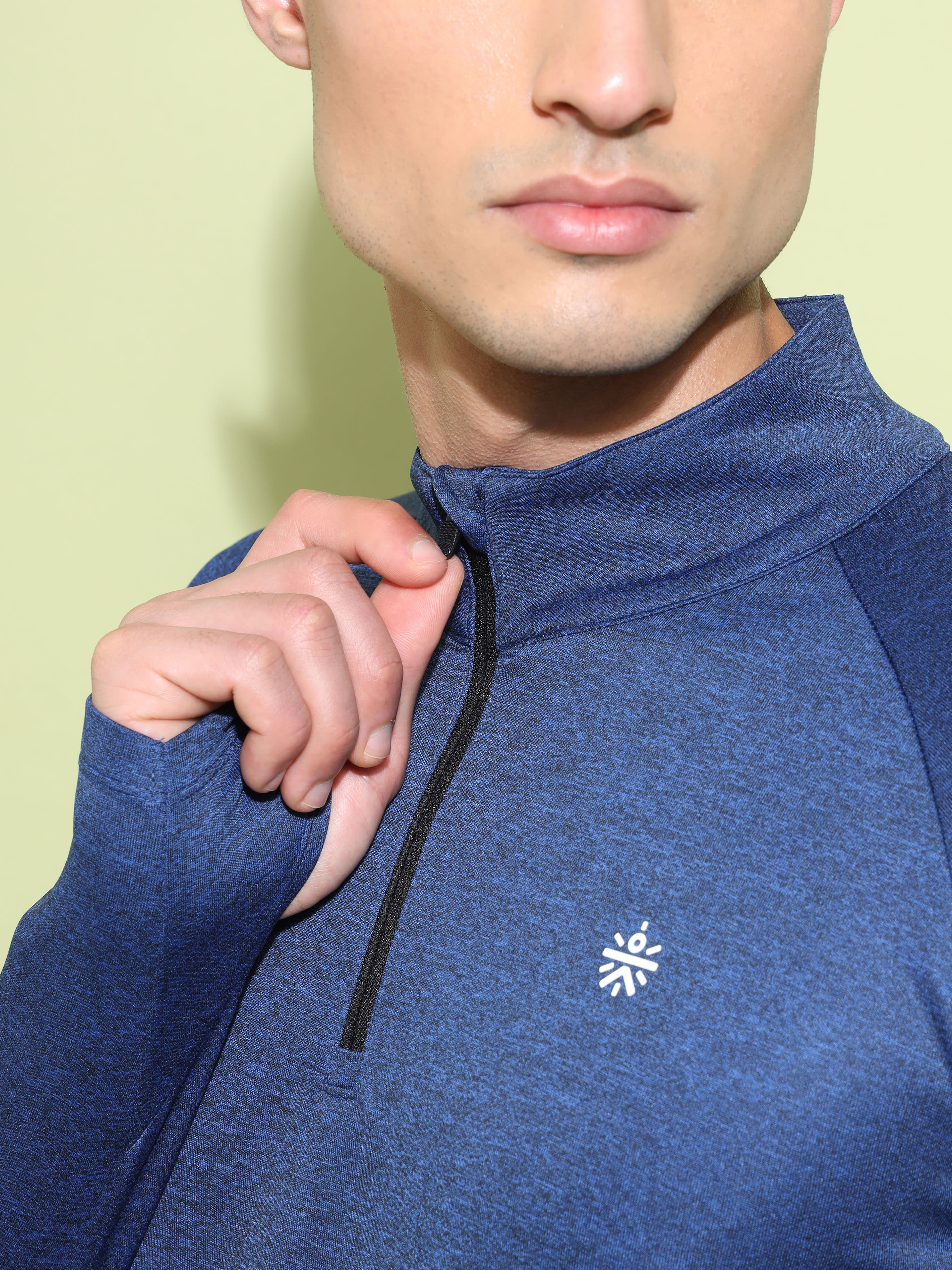 Melange High Neck T-shirt with Thumbholes