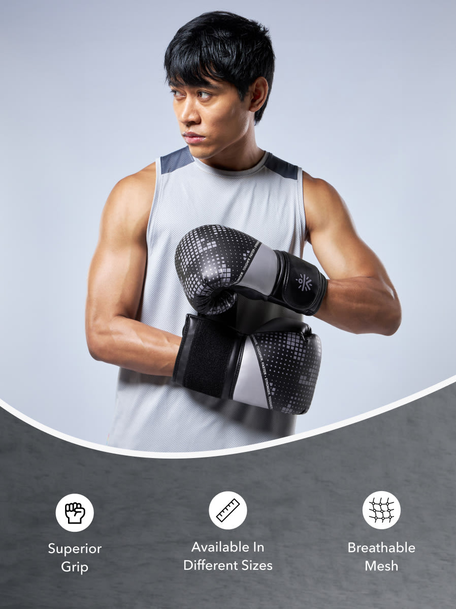 cult PVC Boxing Gloves for Men & Women Foam Padding Thickness 25mm Punching Bag Gloves for Boxing, Training, Kickboxing, Muay Thai, MMA Grey