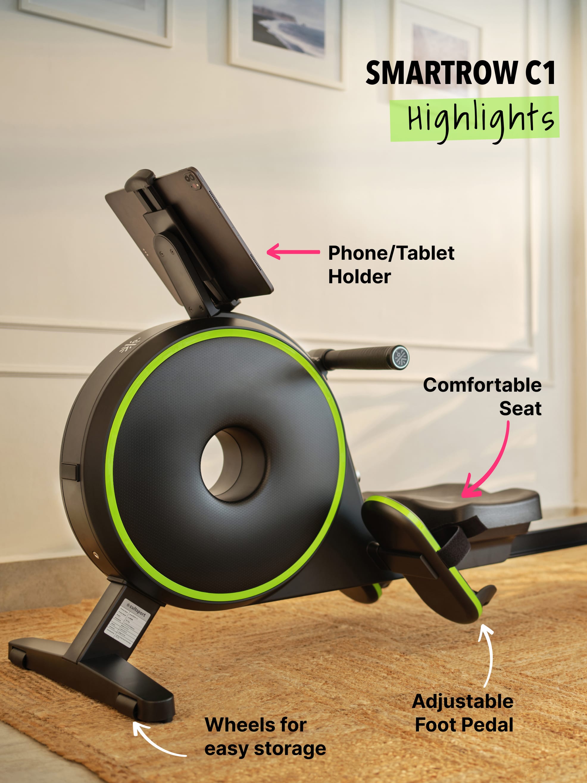 Smartrow Cabo: Smart Bluetooth enabled Rowing Machine (6 Months extended Warranty only on Cultsport.com)