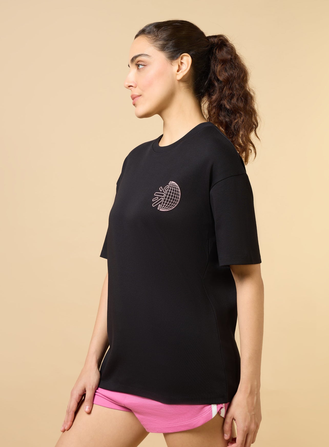 Women's Black Cult Brand Carrier Oversized T-shirt