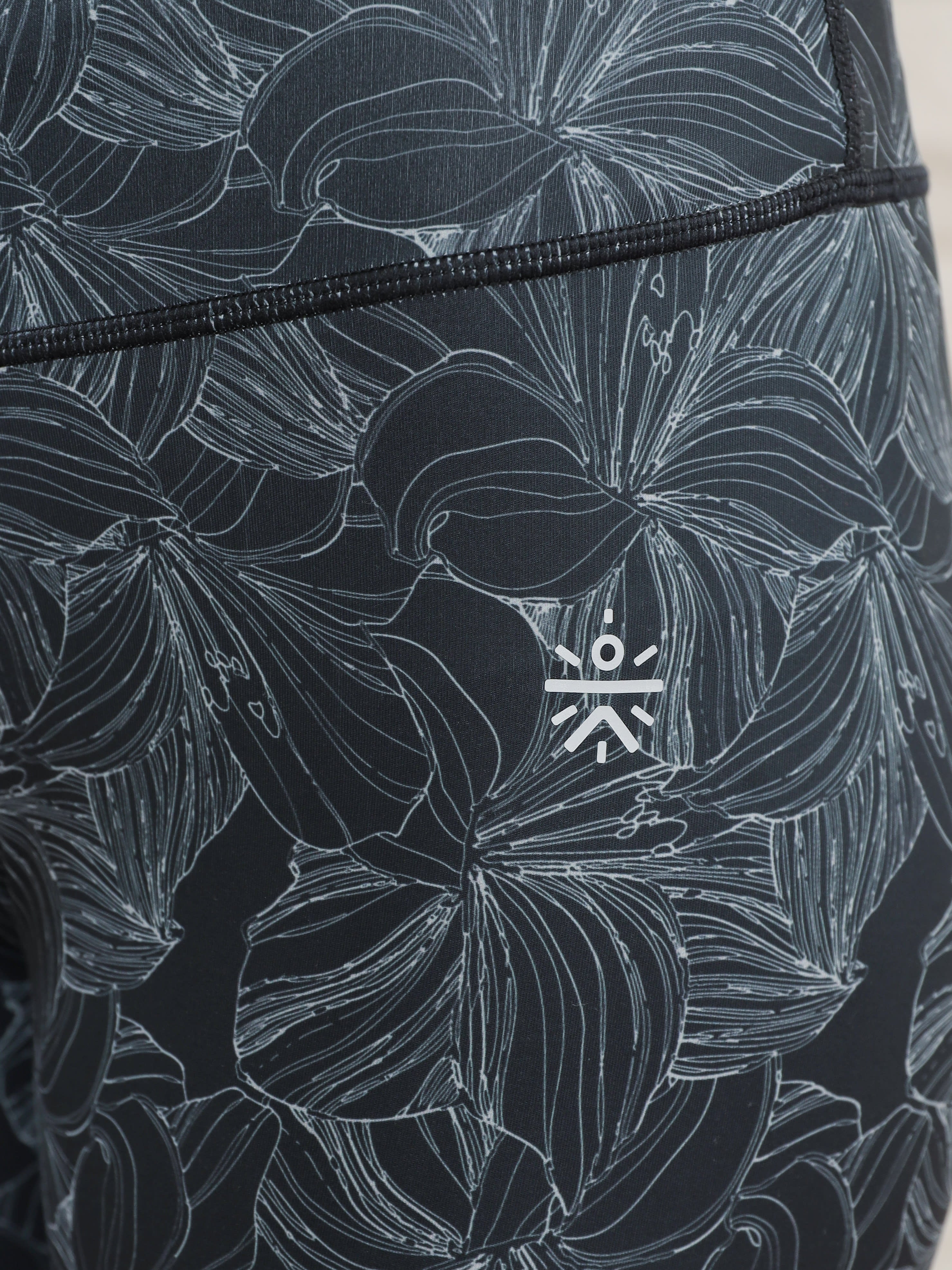 Floral Black Absolute Fit Tights with Side Pocket