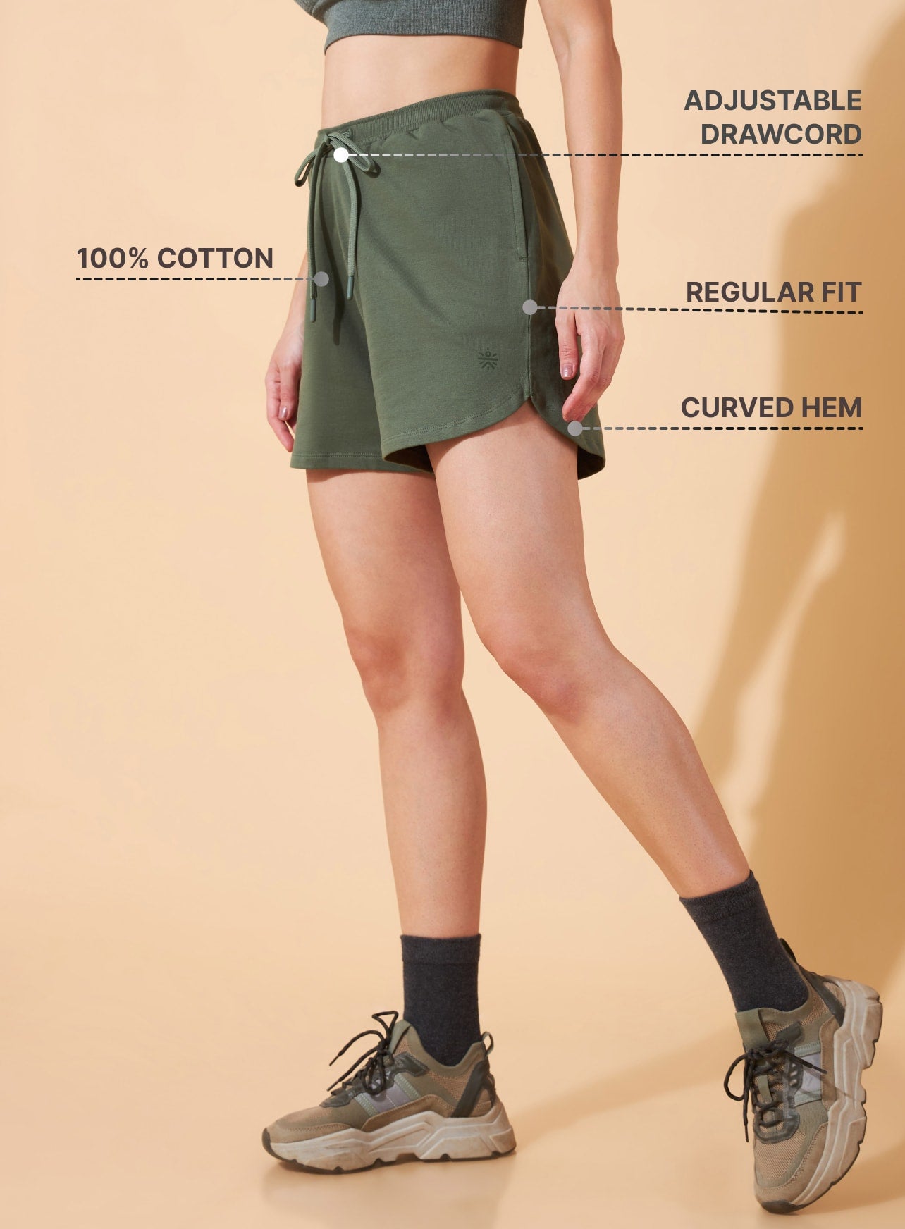 Women Leisure Shorts - Olive