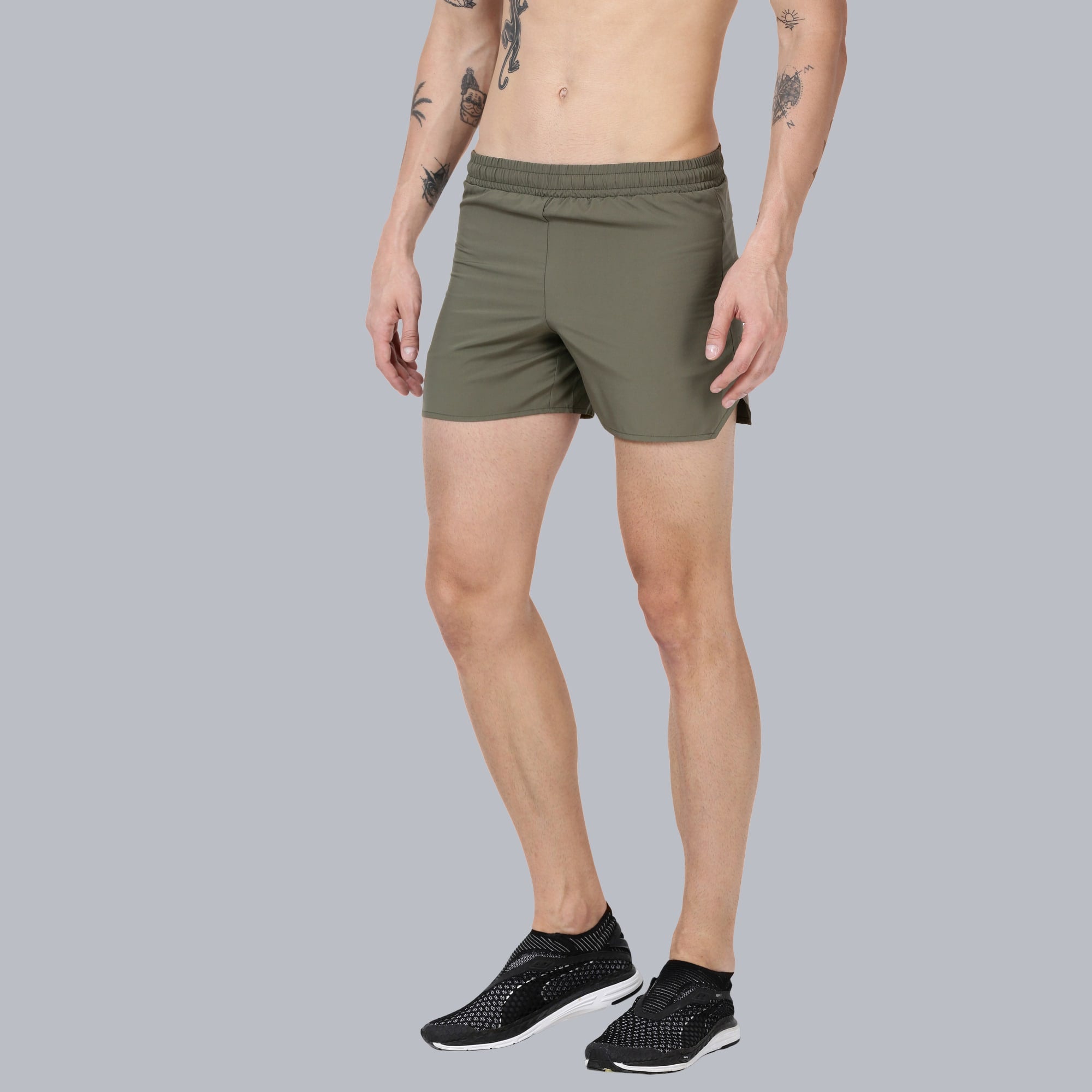 Vitals Bolt Khaki Running Shorts
