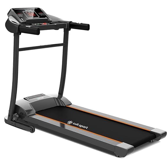 Fitkit by Cult FT100 Smart Incline Motorised Treadmill | 3HP BLDC Motor | 110kg Capacity | 15-Level Auto Incline | 12 km/hr Speed | Foldable & Easy-Move Wheels | 12 Preset Workout | Ideal for Home Use