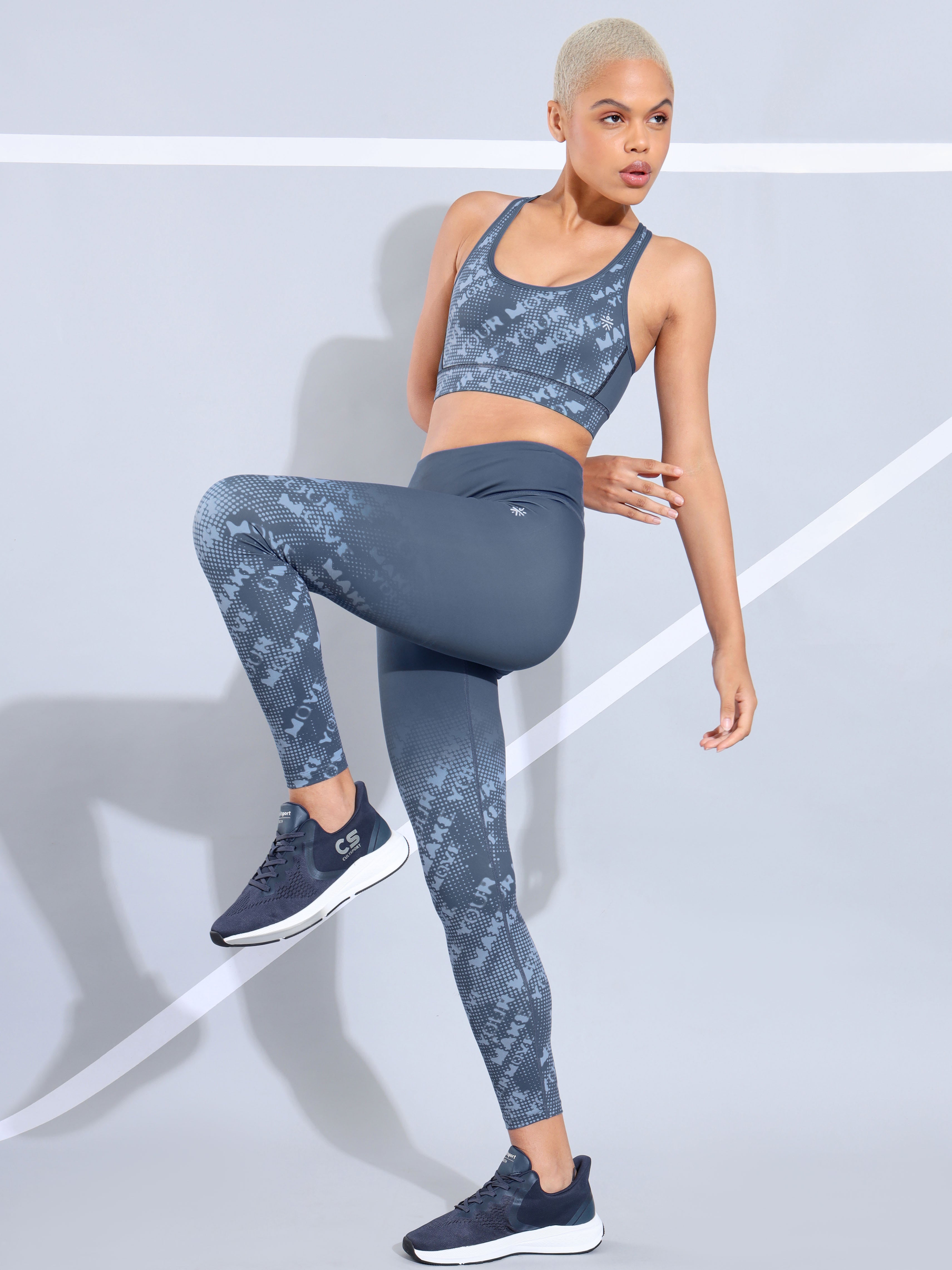 Typography Print Medium Impact Criss Cross Sports Bra