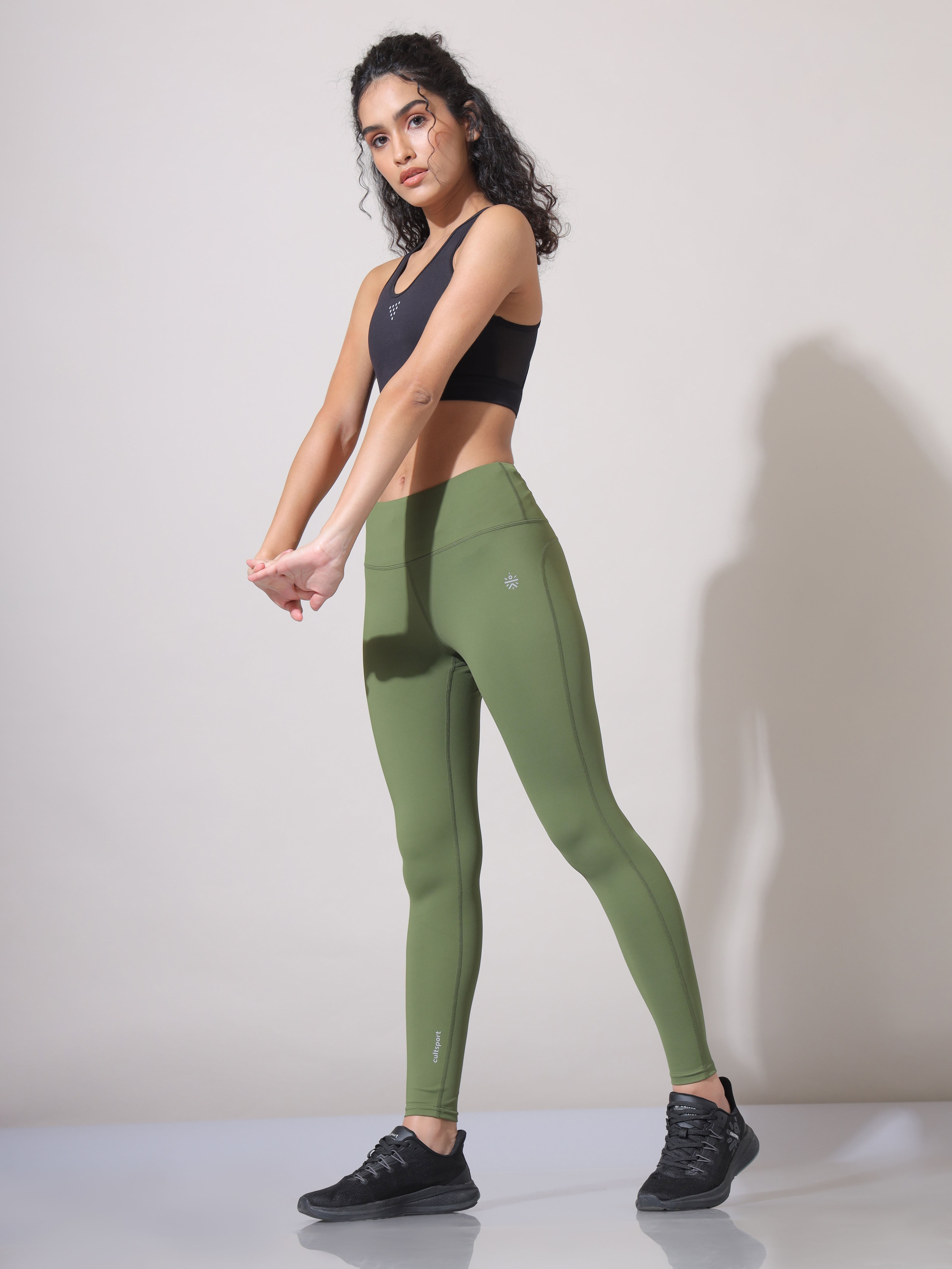 Olive Absolute Fit Solid Workout Tights