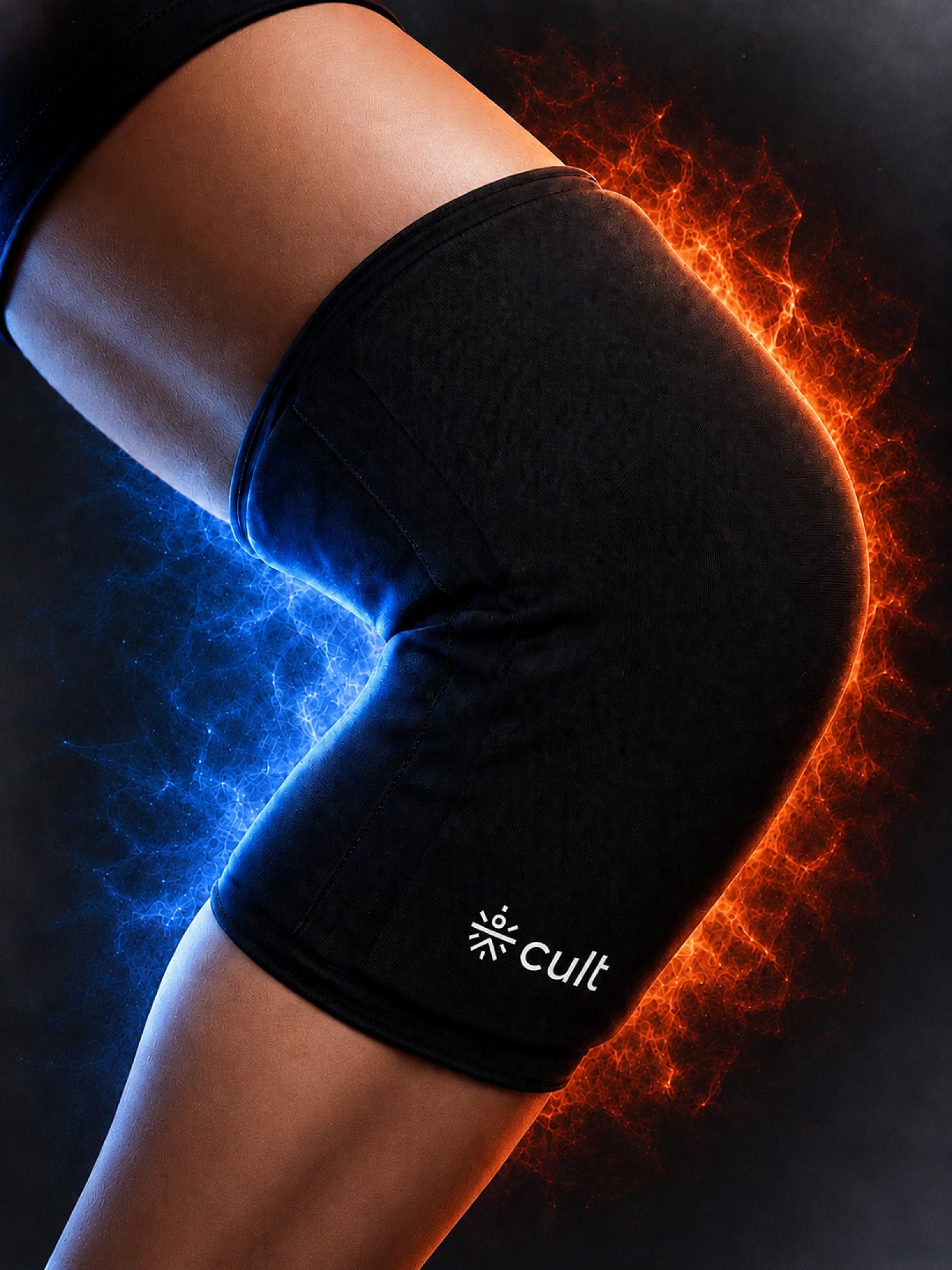 CULT Gel Knee Cap for Gym & Running | Compression Knee Support Brace with Silicon Patella Ring & Side Stabilizers for Joint Pain Relief & Sports (Black, L-XL)