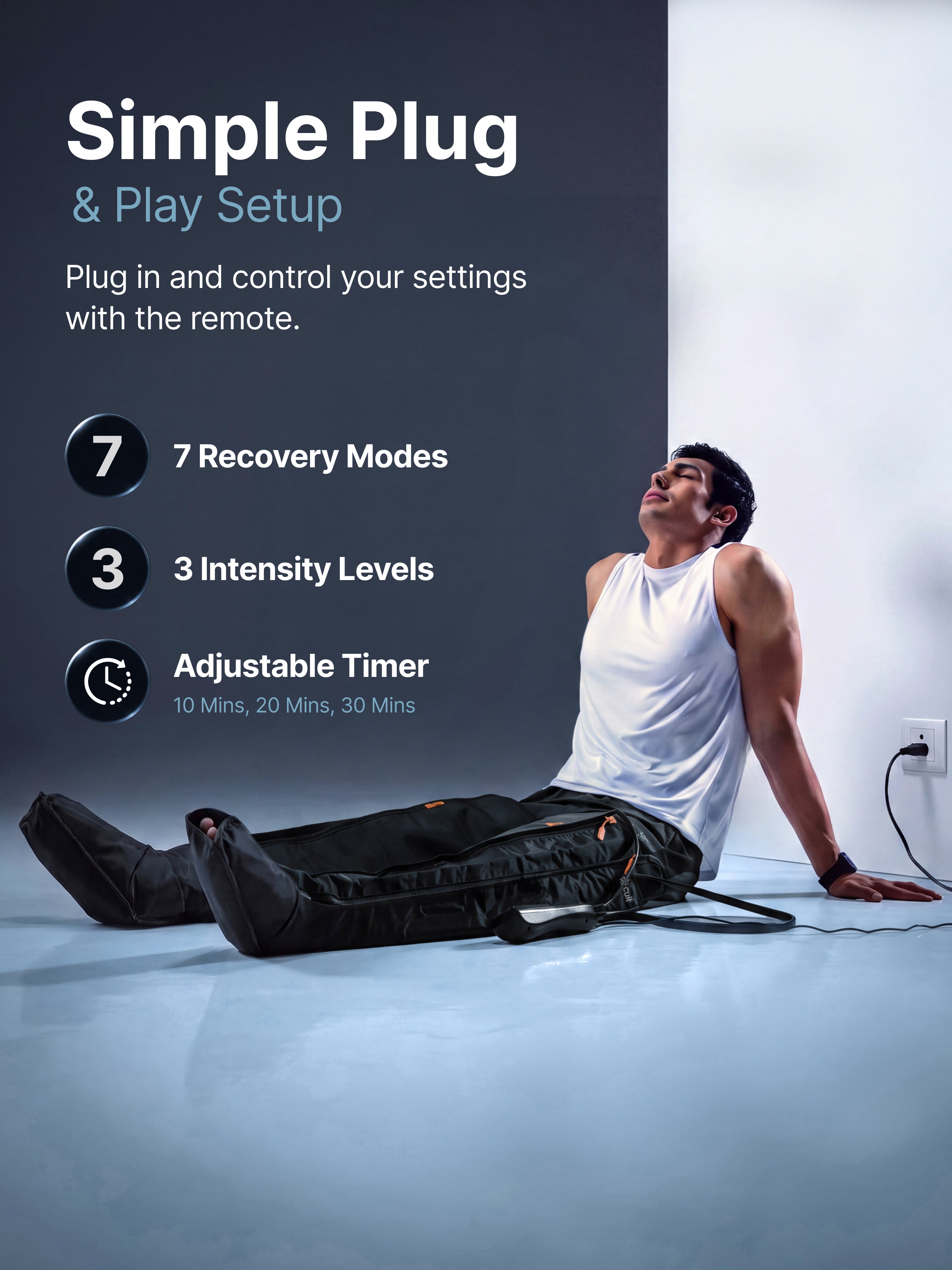 Cult Recover X Air Compression Leg Massager, 360° Full Leg Coverage, Adaptive Compression, 7 Recovery Modes, 3 Pressure Intensities, Adjustable Timer