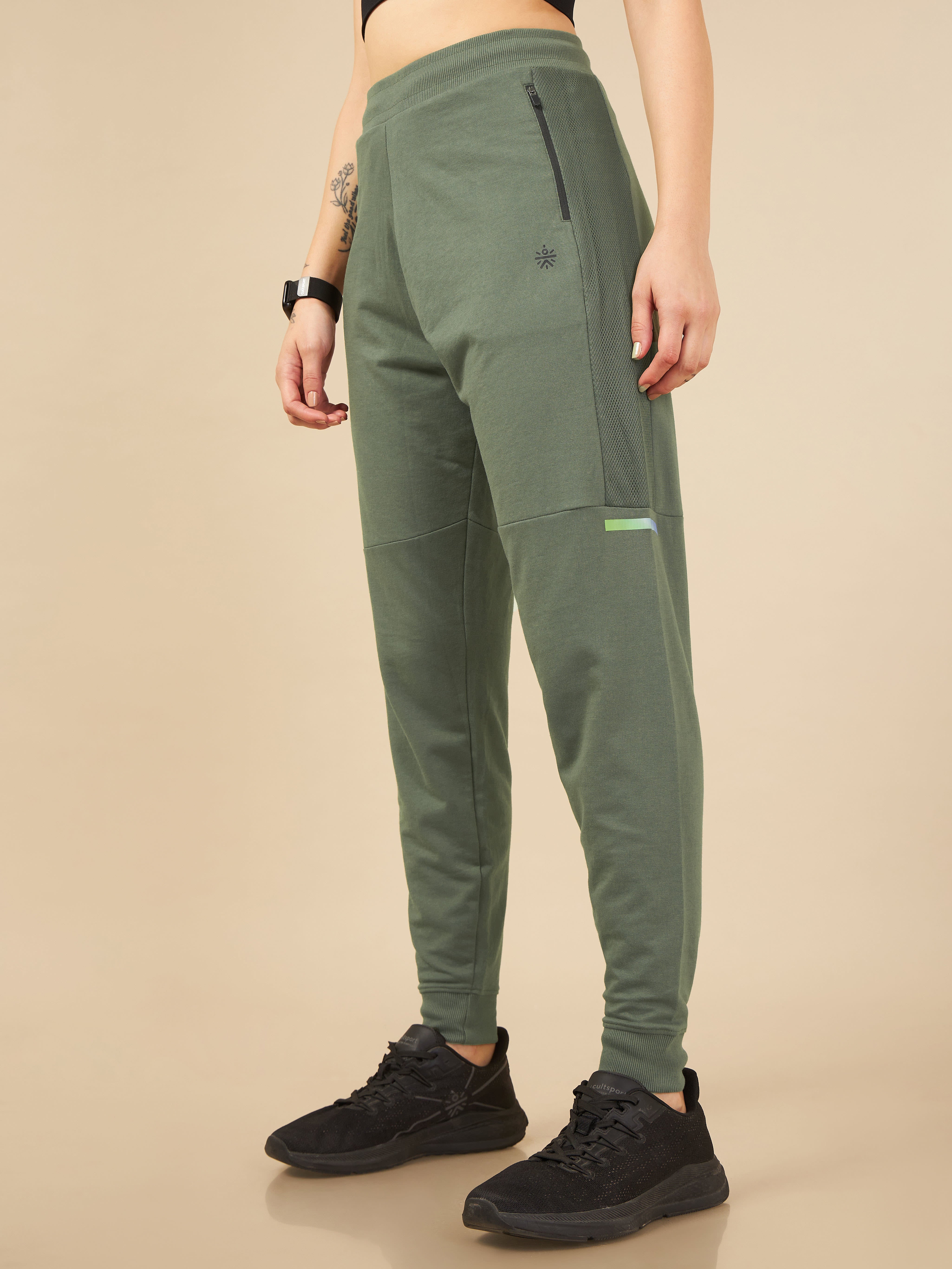 Women Olive Power Flex Joggers