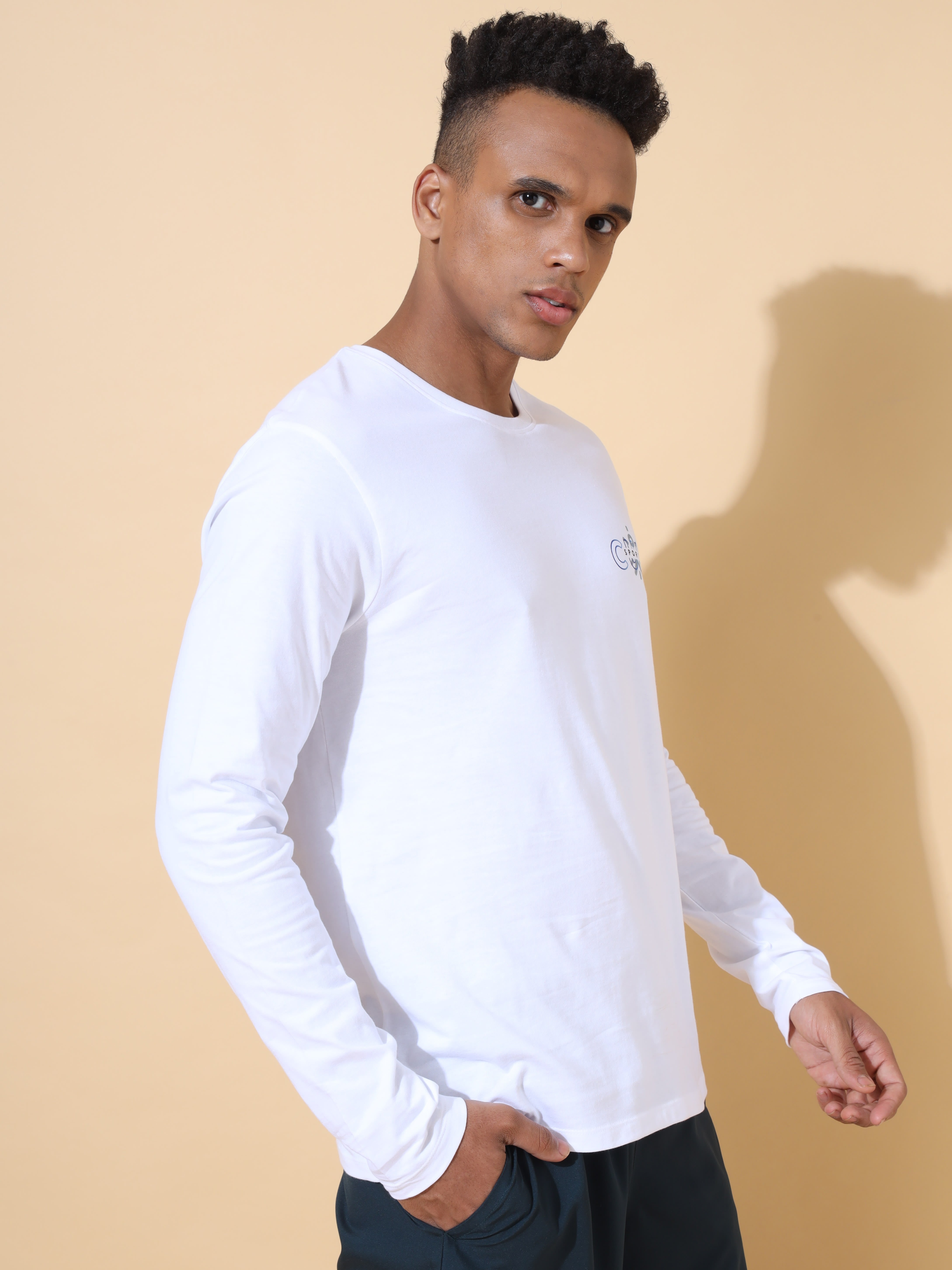 Solid Comfort T-shirt with Chest Graphic