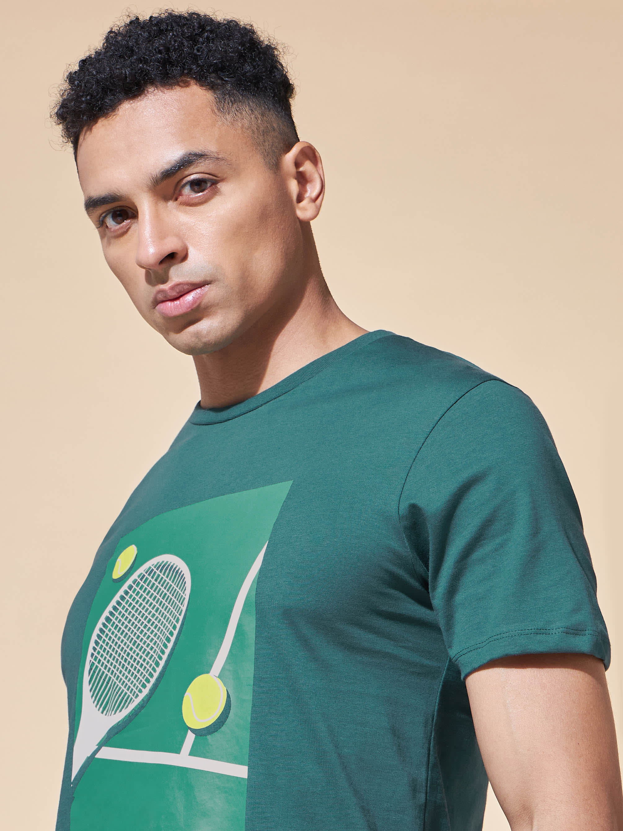 Tennis Court Side Print T-shirt