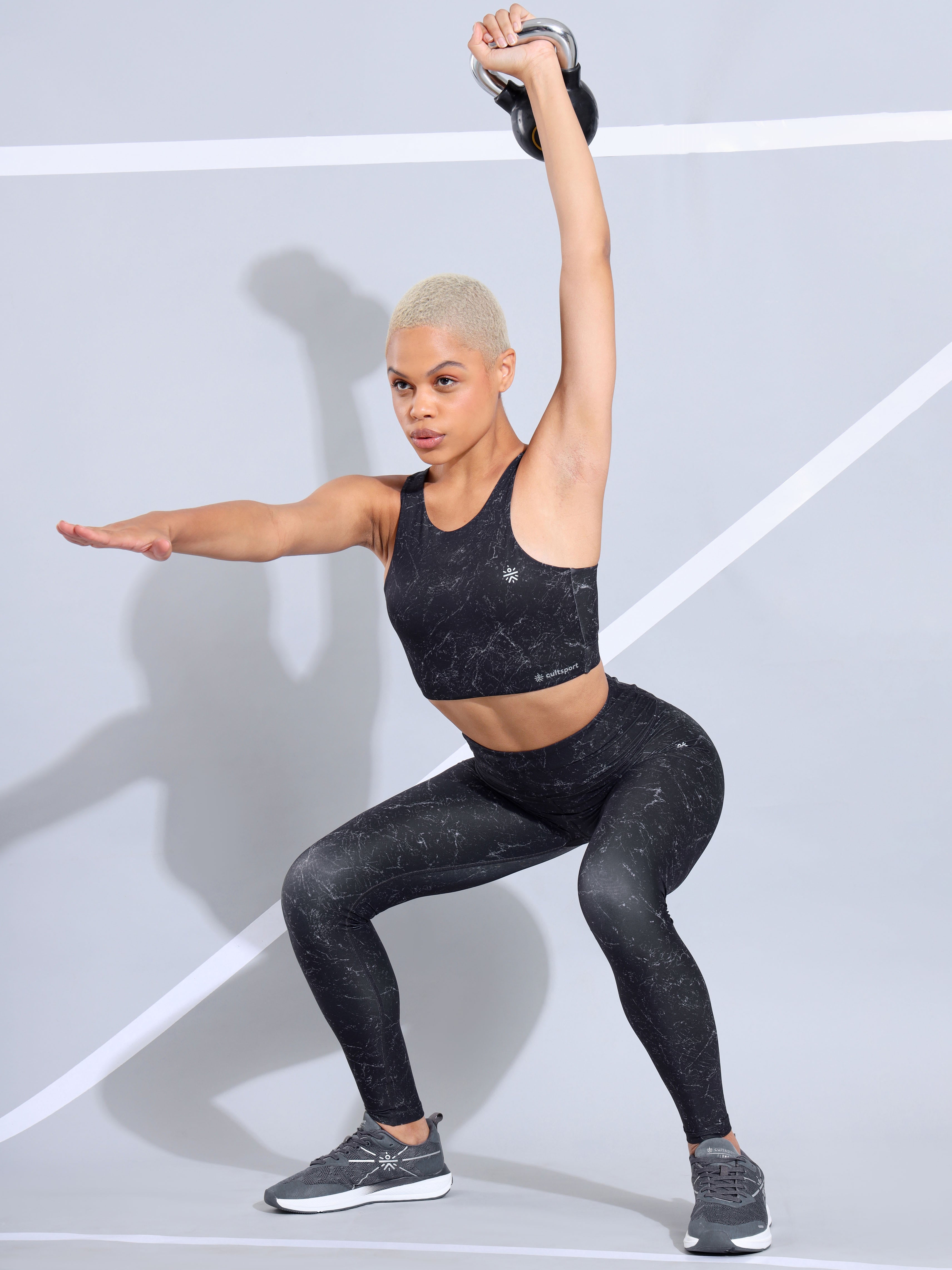 Marble Print Medium Impact Movement Sports Bra