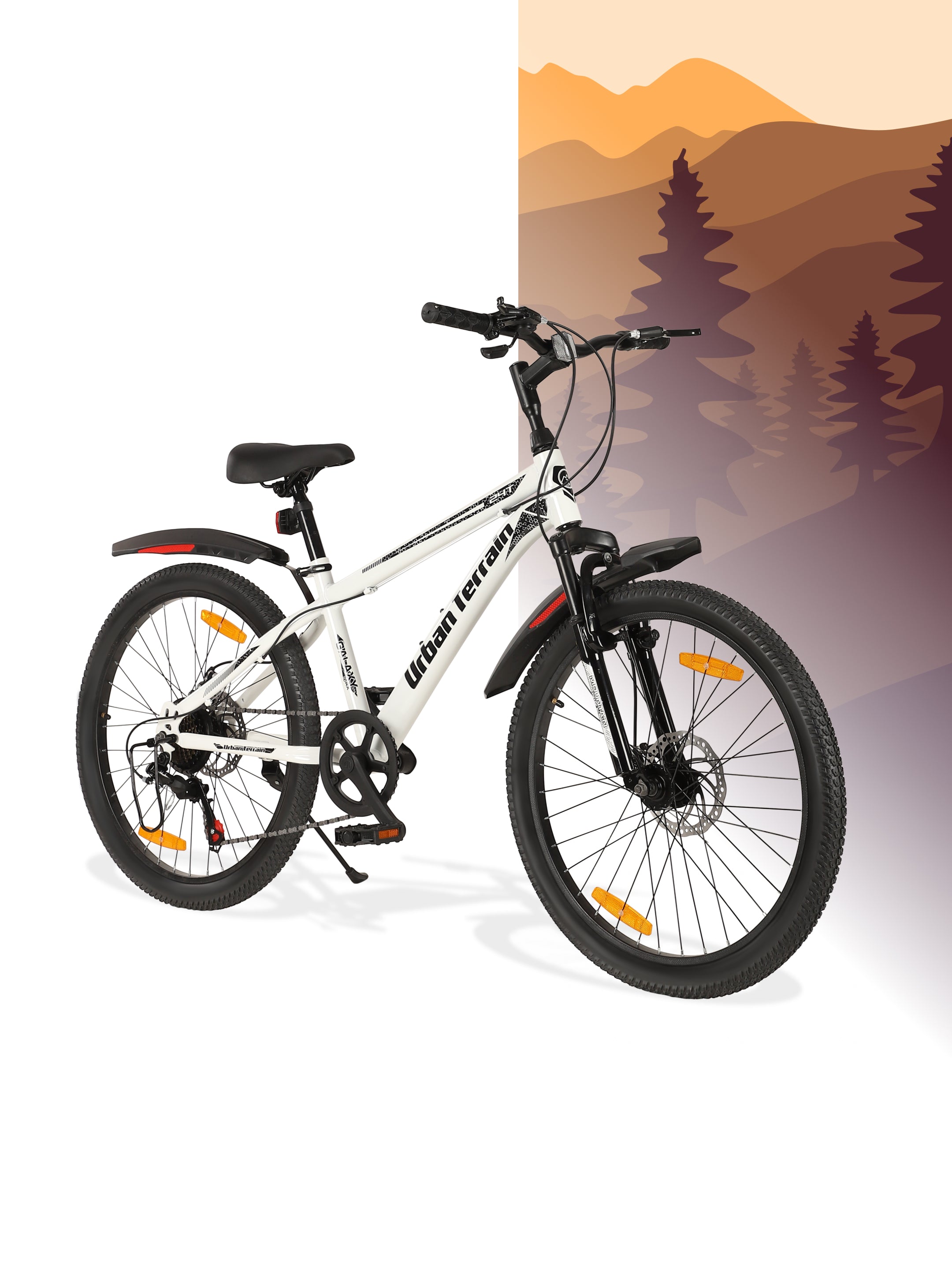 Galaxy Max Mountain Bike Steel 7 Speed Cycle 24 inch Tyre, White With Front Suspension, Single Wall Rim and Dual Disc Brakes Ideal For 4.5 ft to 5.3 ft