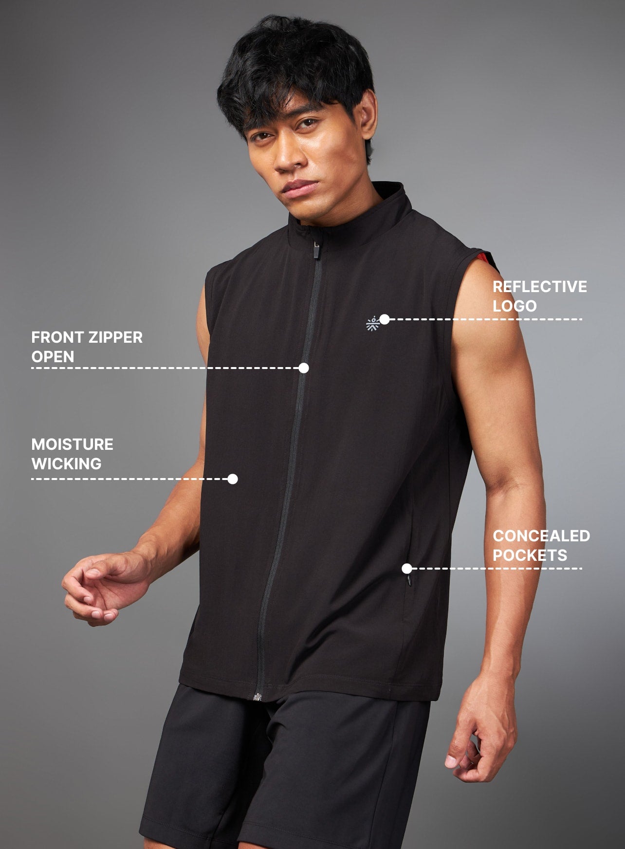 Dawn to Dusk Black Running Gillet