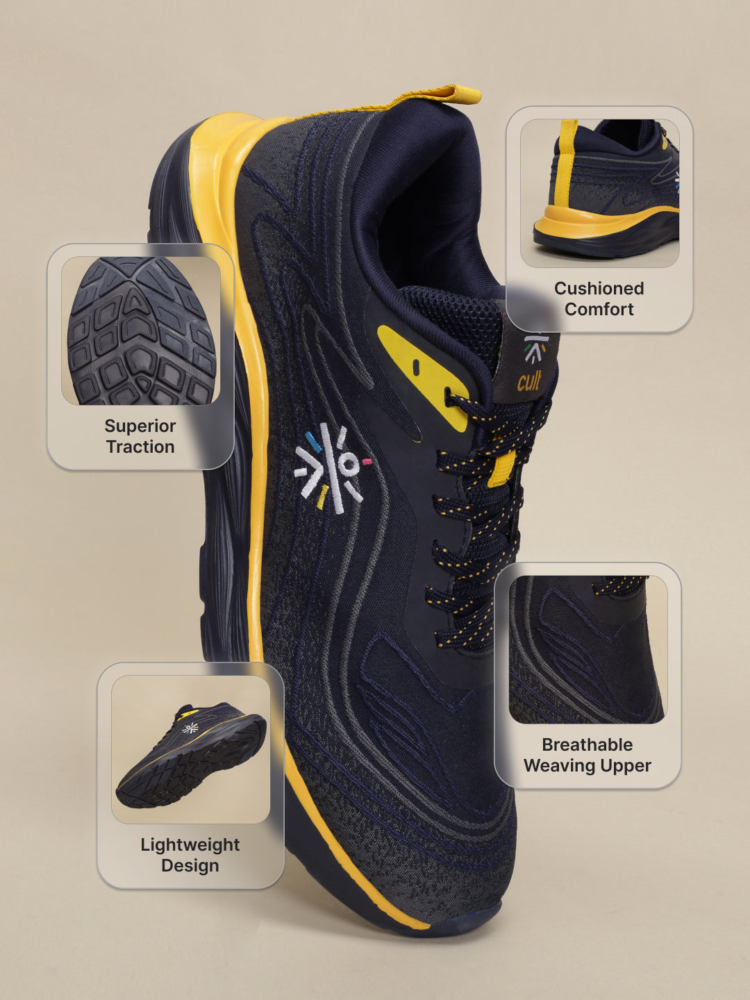 cult Men's DynamicWave Running Shoes - Navy