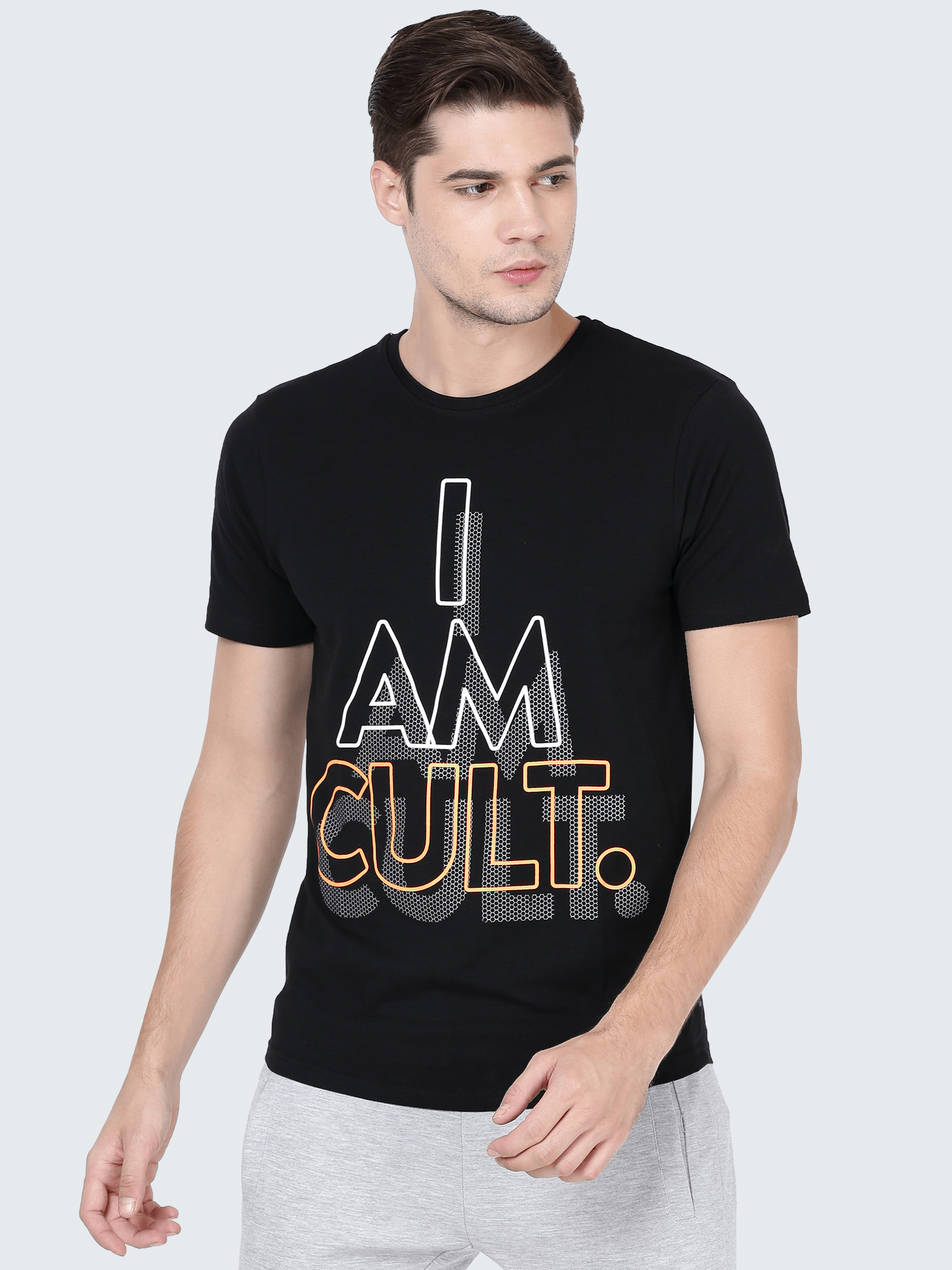 SignatureI AM CULT Grey Cotton Tee