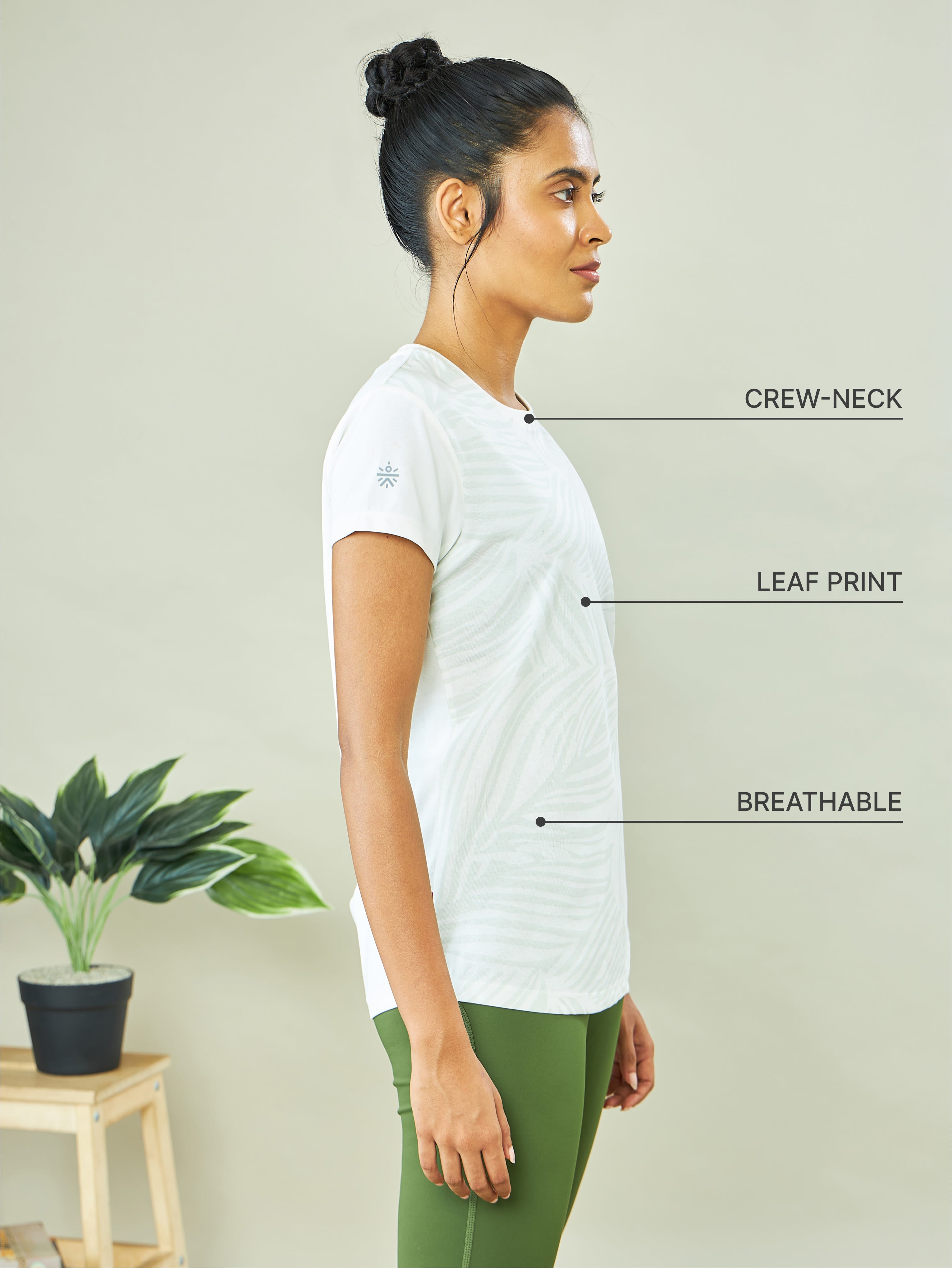 Botanical Print Yoga T-shirt