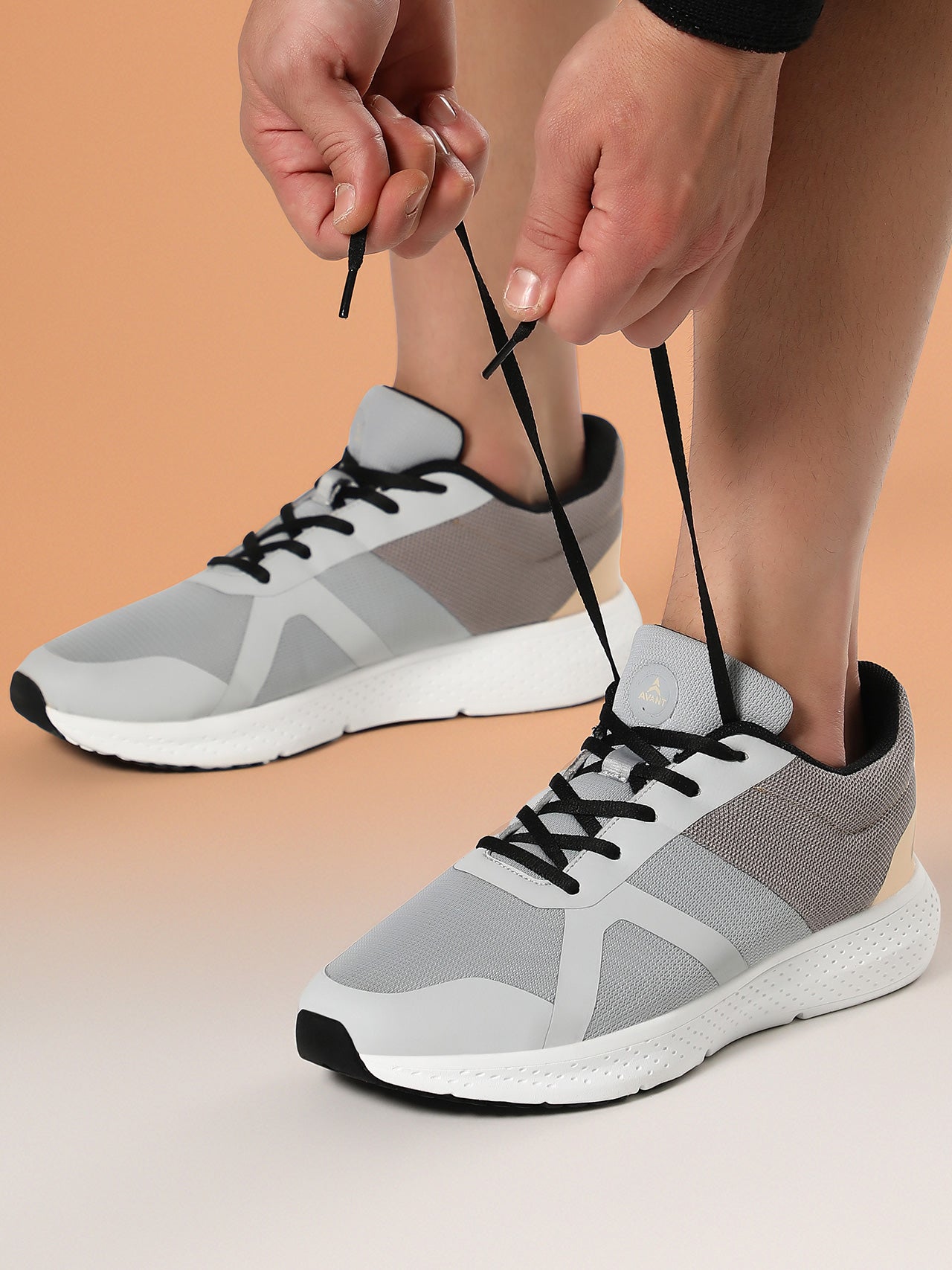 Avant Men's StrideX Sneaker Shoes - Lt Grey/Peach