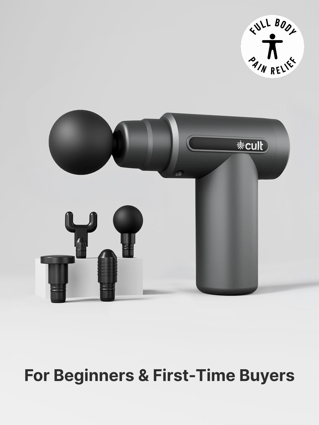 Cult Impact, Full Body Professional Gun Massager, 3000 mAh battery, QuietMotion Tech, Deep Tissue Percussions, 4 Interchangeable heads, 6 Speed levels, Silicone head.