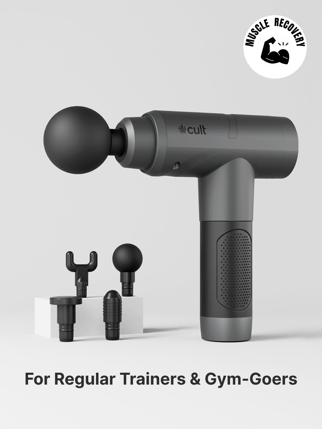 Cult Impact Pro, Full Body Professional Gun Massager, 4500 mAh battery, Deep Tissue Percussions, 4 Interchangeable heads, 6 Speed levels, Silicone head.