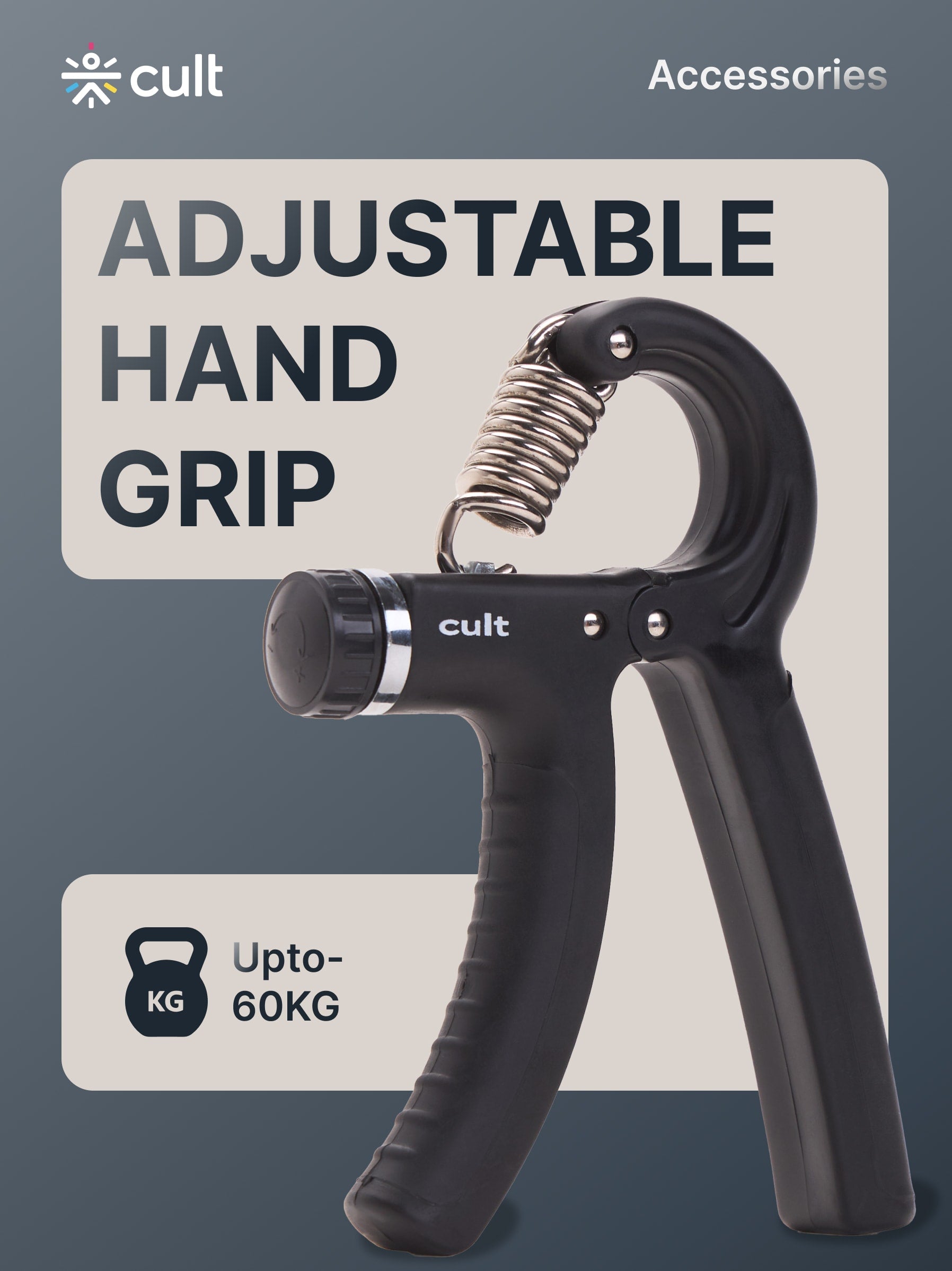 cult Adjustable Hand Grip Strengthener Hand Gripper for Men & Women For Gym Workout Forearm Exercise Finger Exercise Power Gripper Black