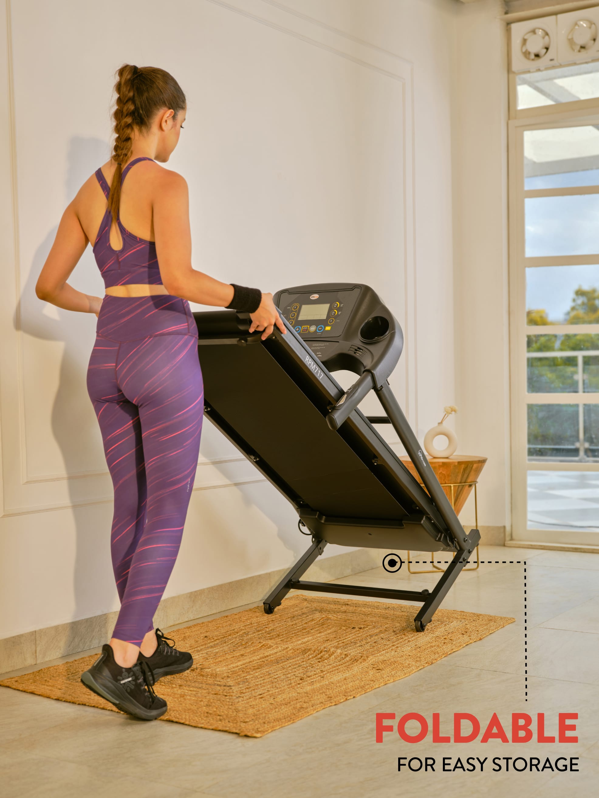 RPM717 2HP Powerful Brushless Motor Treadmill with Max Weight-100kg | Max speed-14kmph (with 6 Months extended warranty)
