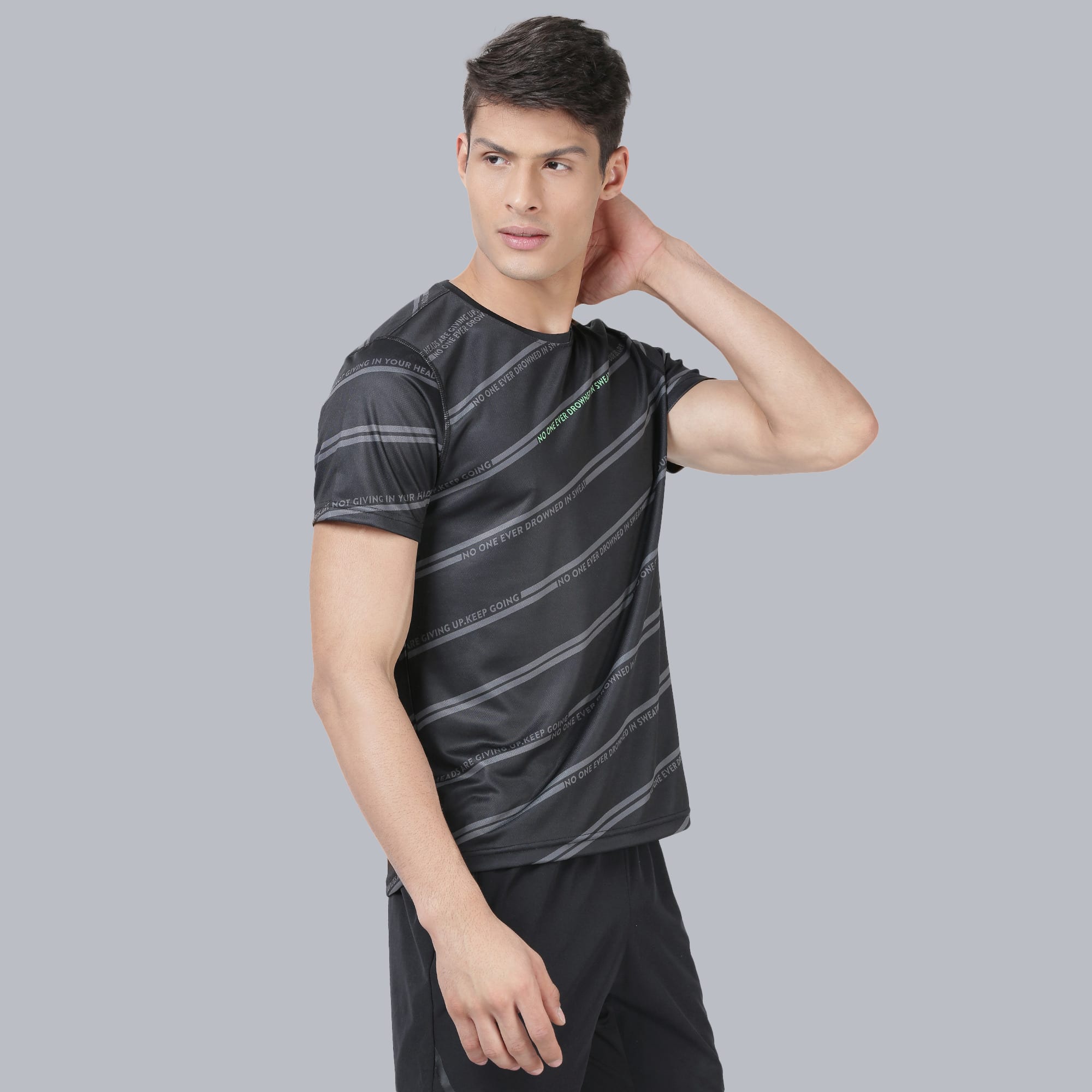Code Diagonal Black Running Tee